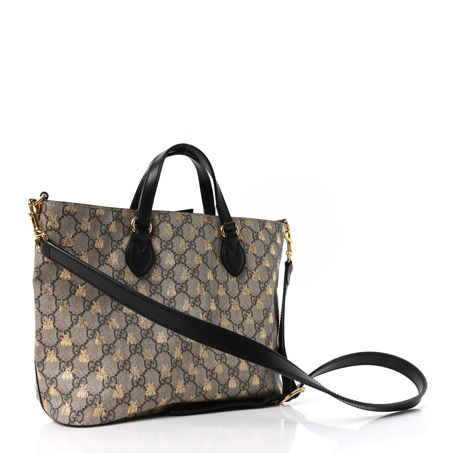 Soft GG Supreme Monogram Bees Small Crossbody Tote Beige Oro Black