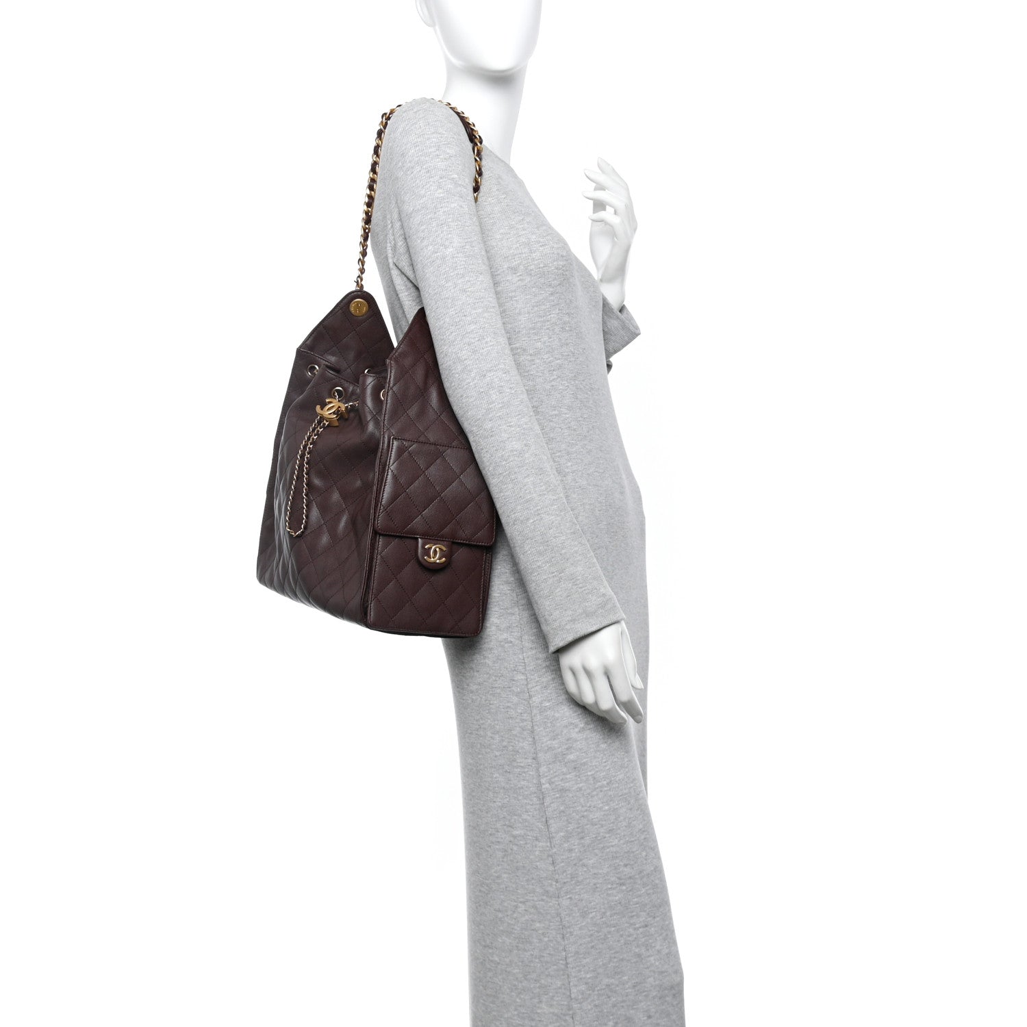 Caviar Quilted Medium Chanel 25 Handbag Dark Brown