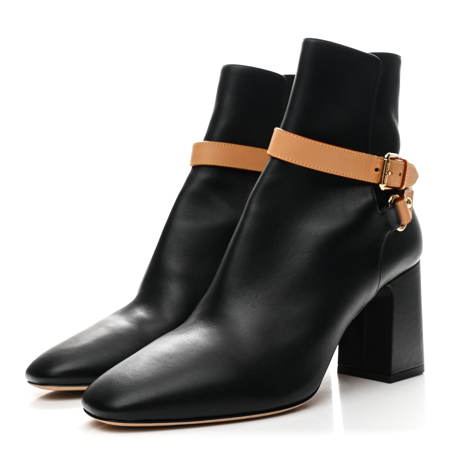 Calfskin Belted Ankle Boots 41 Black