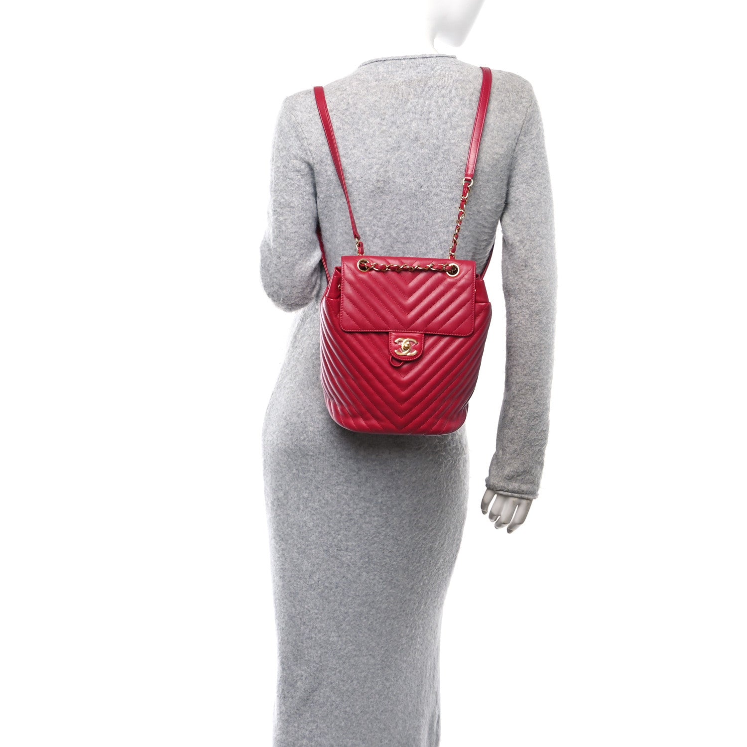 Lambskin Chevron Quilted Small Urban Spirit Backpack Dark Pink