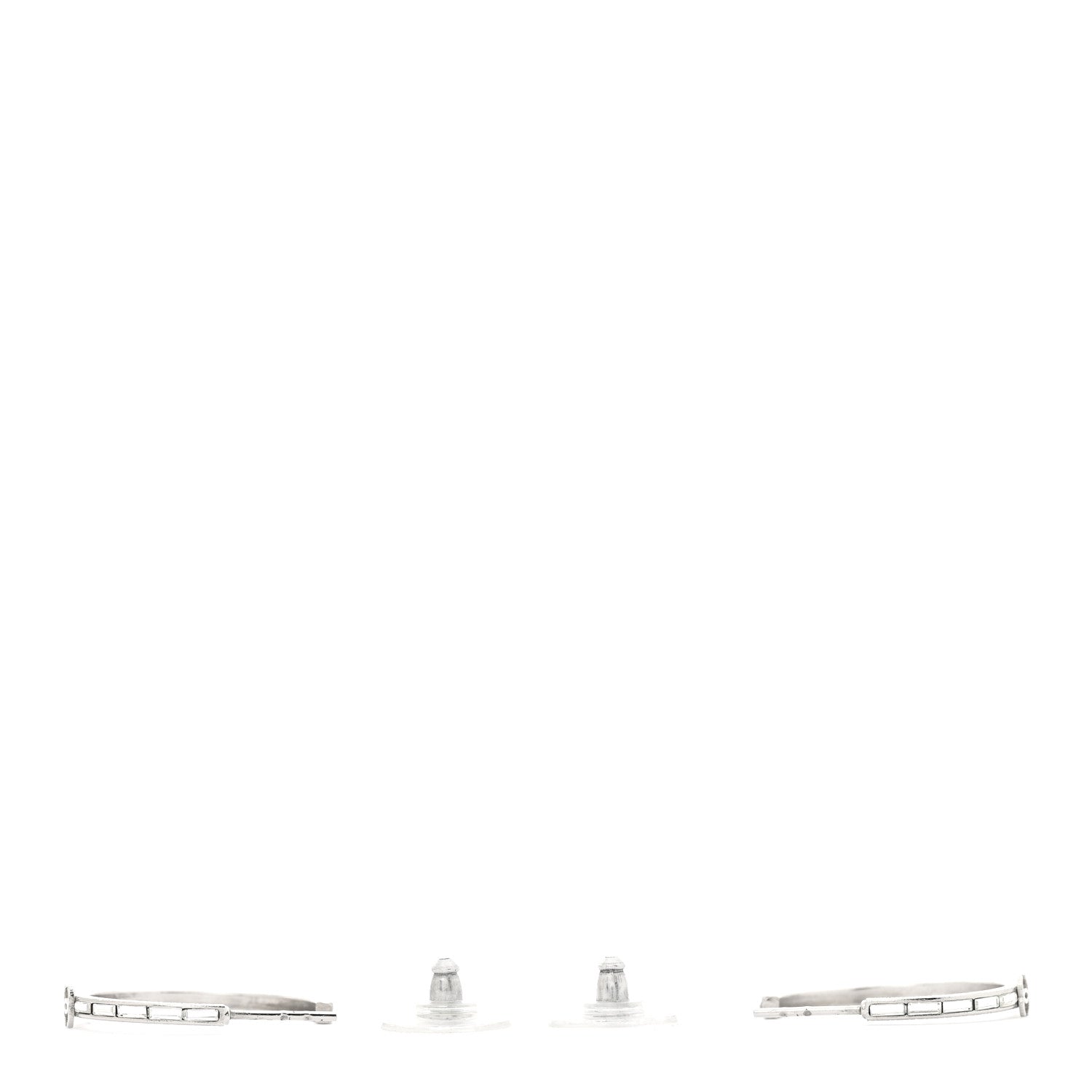 Baguette Crystal CC Hoop Earrings Silver