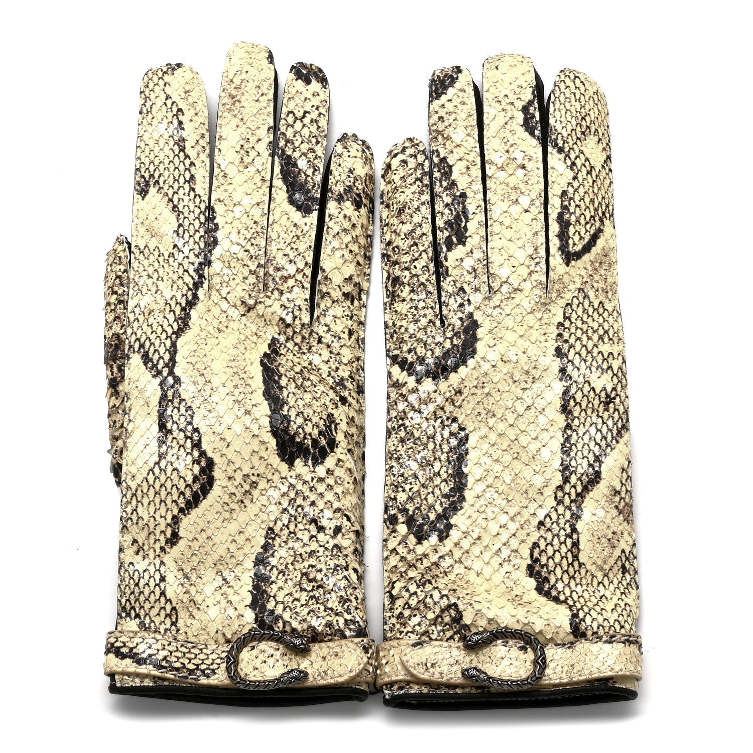 Snakeskin Lambskin Dionysus Gloves 7.5 Beige