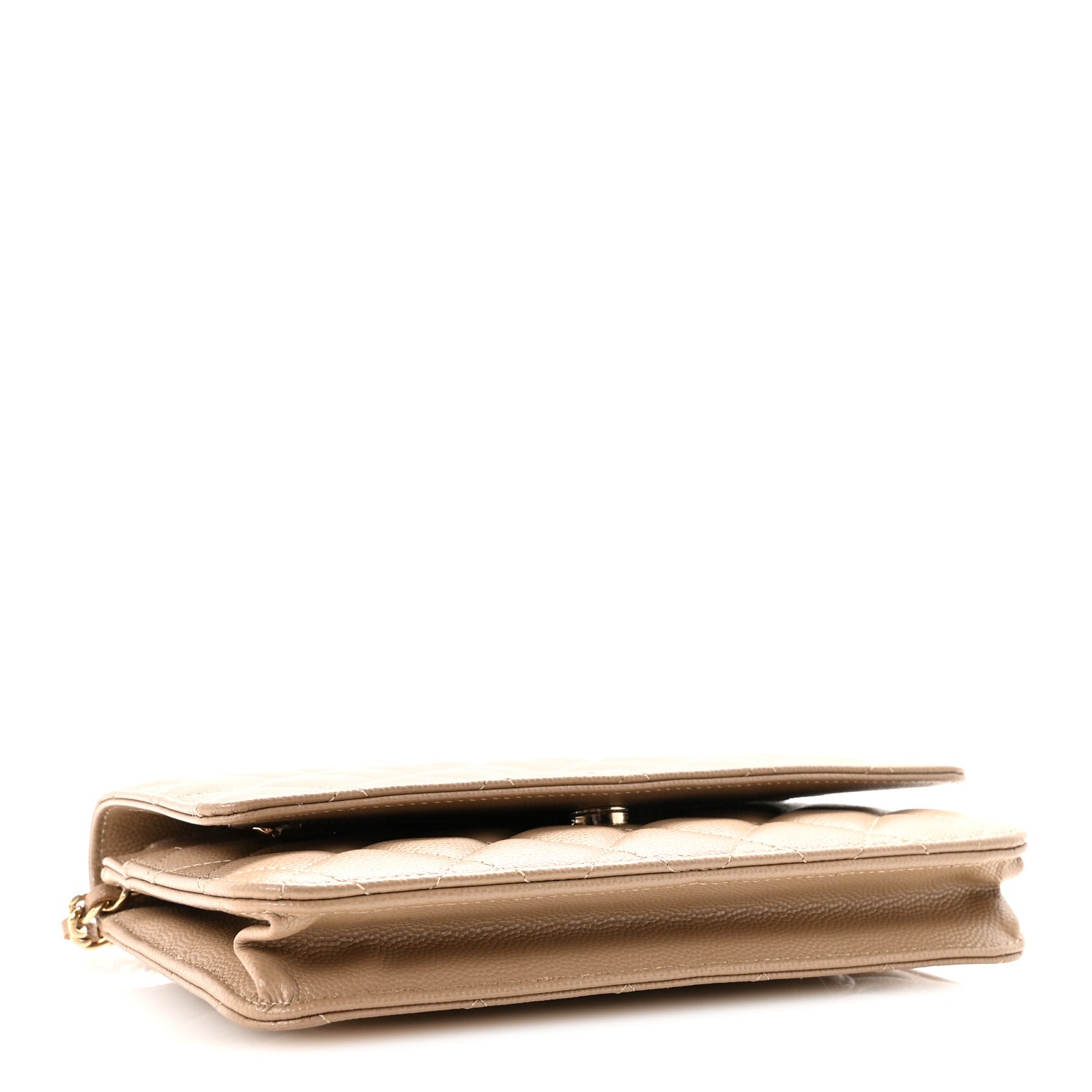 Caviar Quilted Wallet on Chain WOC Beige