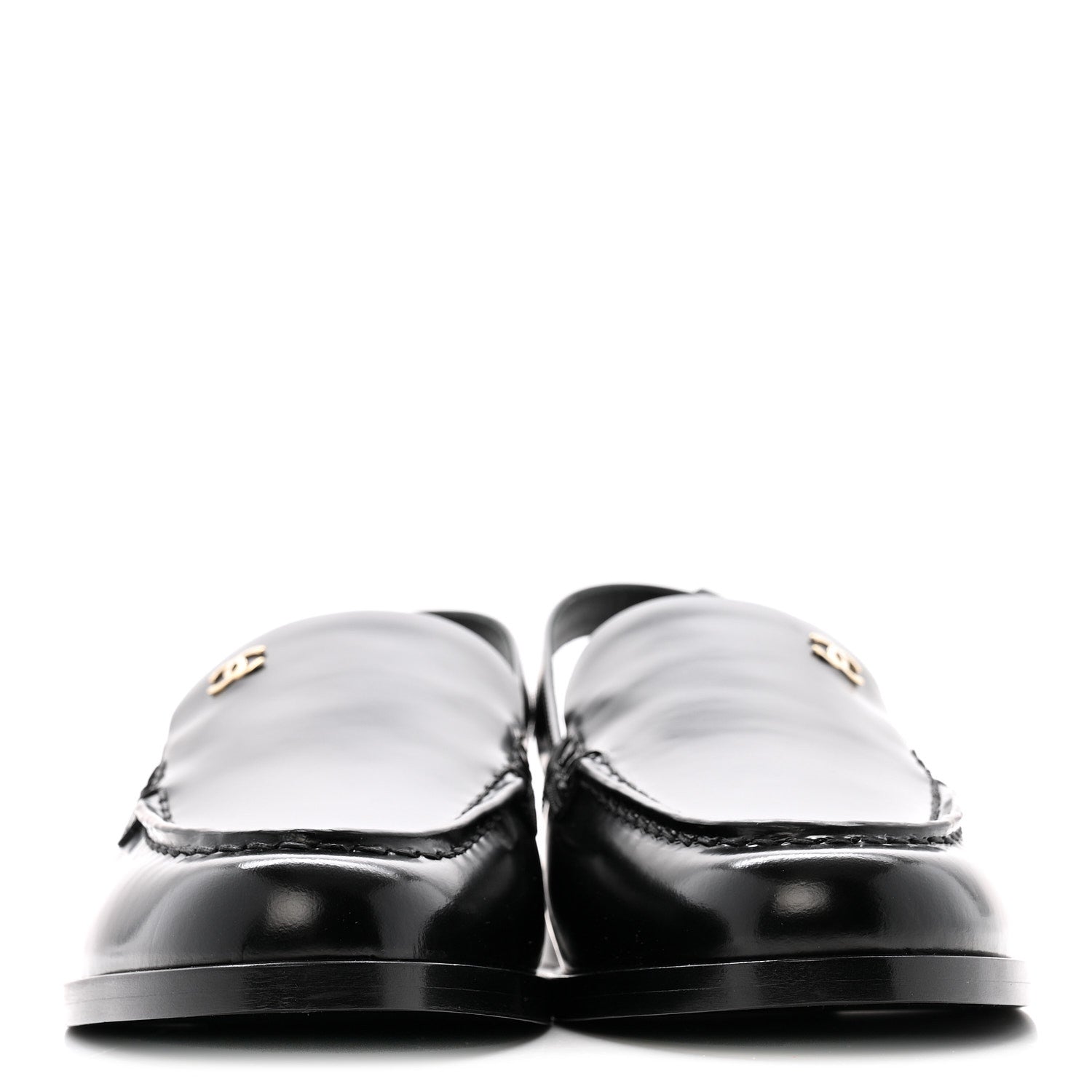 Shiny Calfskin Slingback Loafers 39 Black