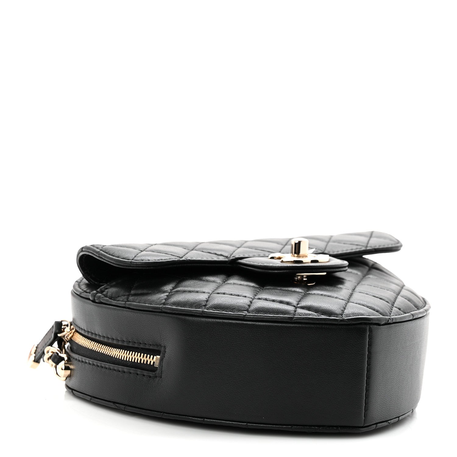 Lambskin Quilted Large CC In Love Heart Bag Black