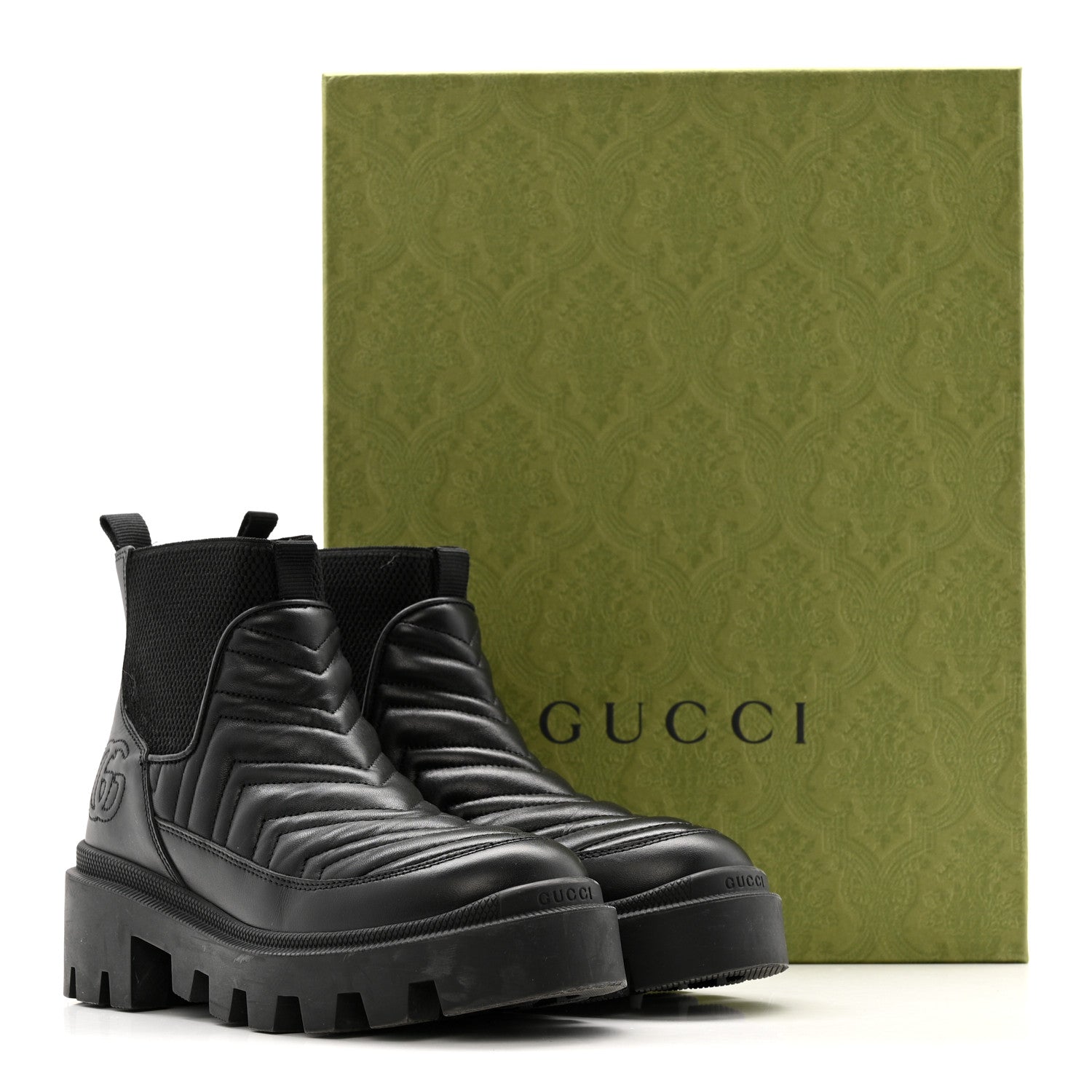 Calfskin Nappa Matelasse Frances Chelsea Boots 35.5 Black
