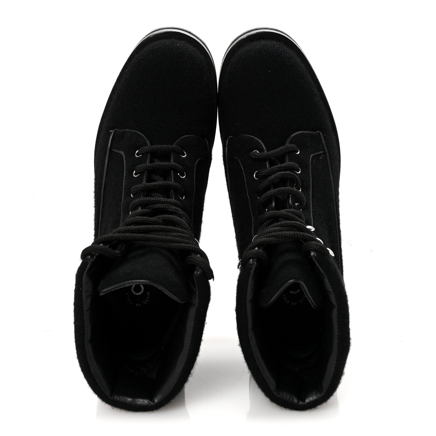 Tweed Lace Up Short Boots 37 Black