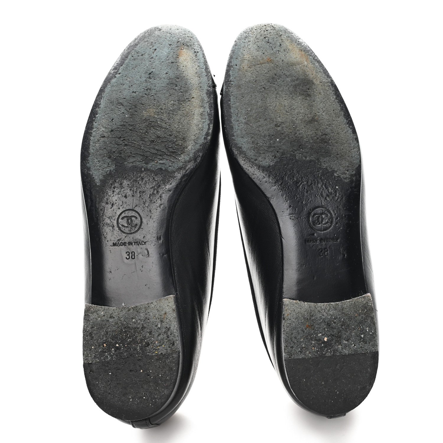 Lambskin Patent Cap Toe Ballerina Flats 38 Black