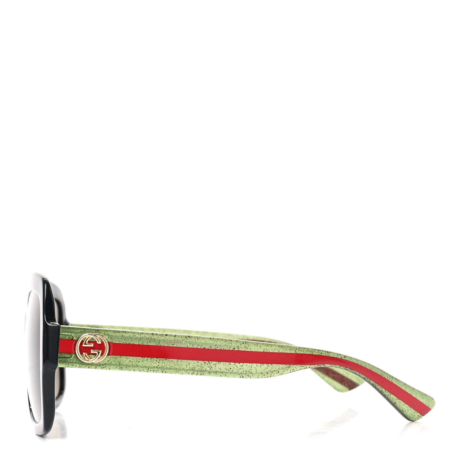 Acetate Square Frame Web Glitter Sunglasses GG0036S Black Green