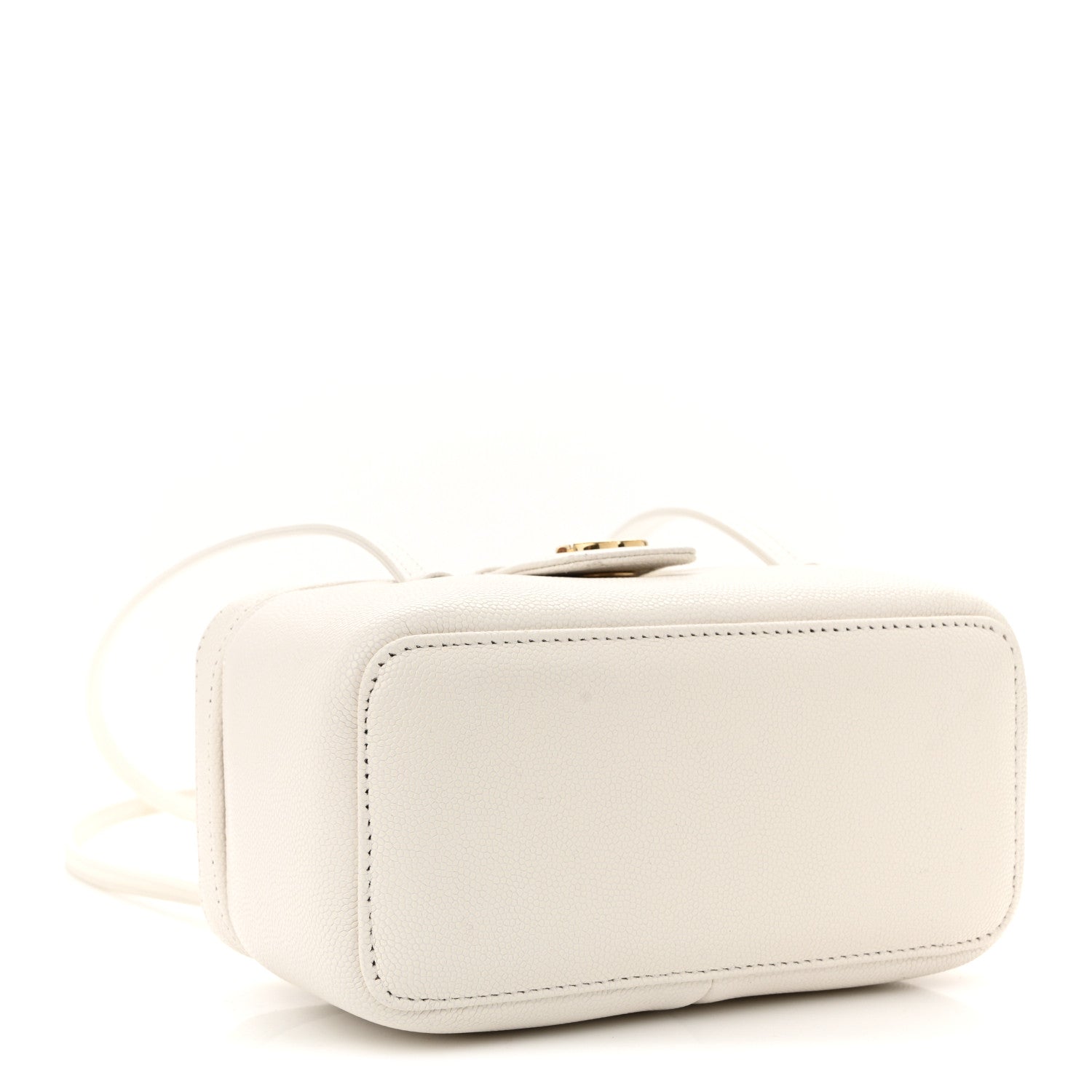 Shiny Caviar Preppy Coco Long Vanity With Strap White