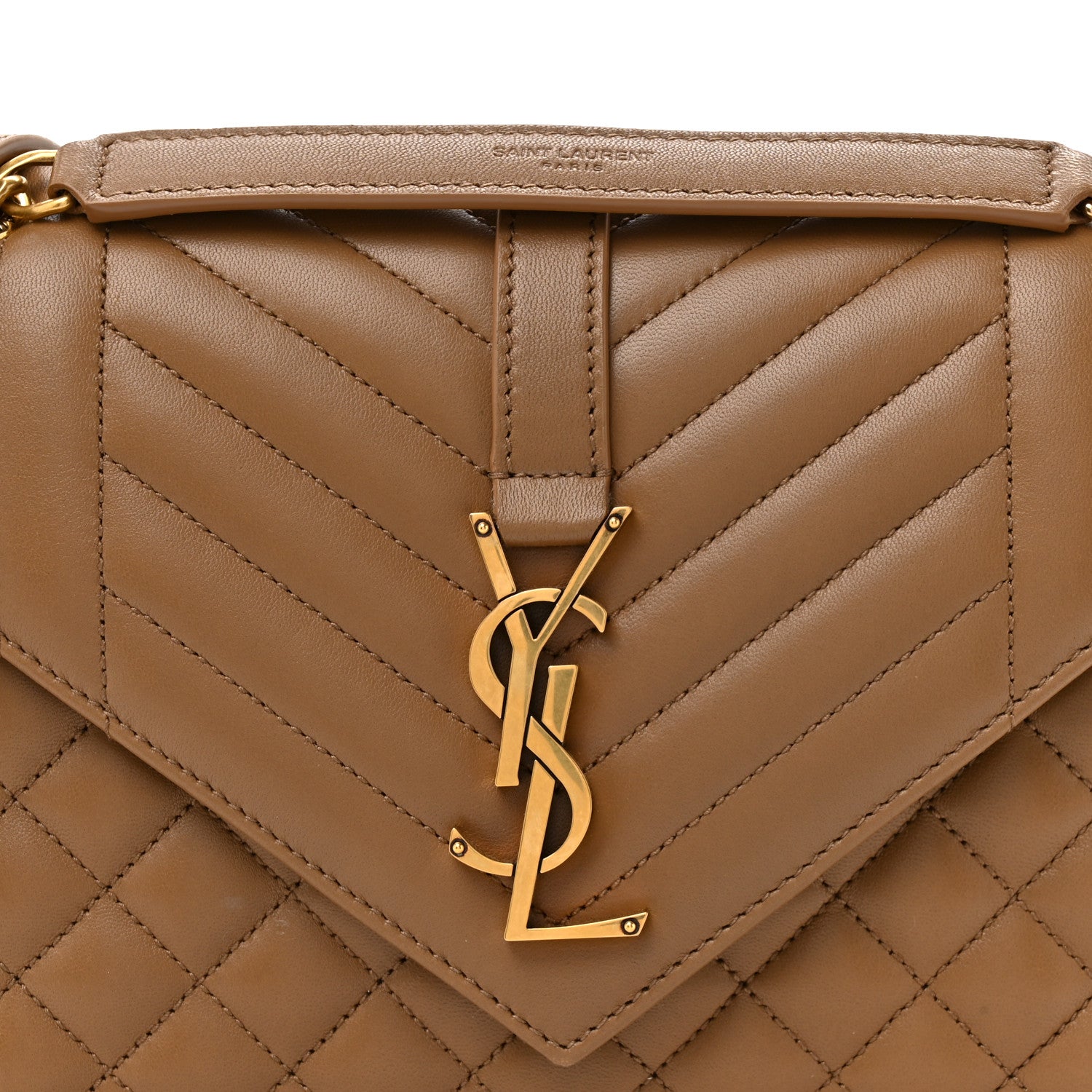 Lambskin Mixed Matelasse Triquilt Medium Monogram Satchel Dark Cork