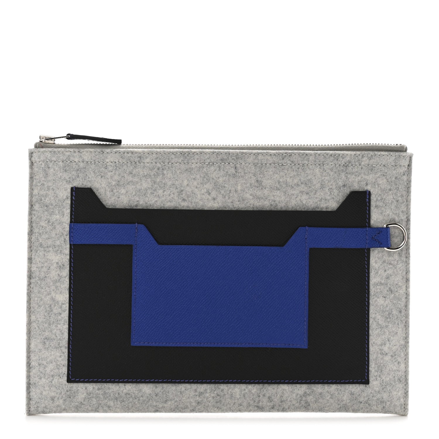 Felt Epsom Colorblock Toodoo 29 Zip Pouch Gris Clair Bleu Electrique Black