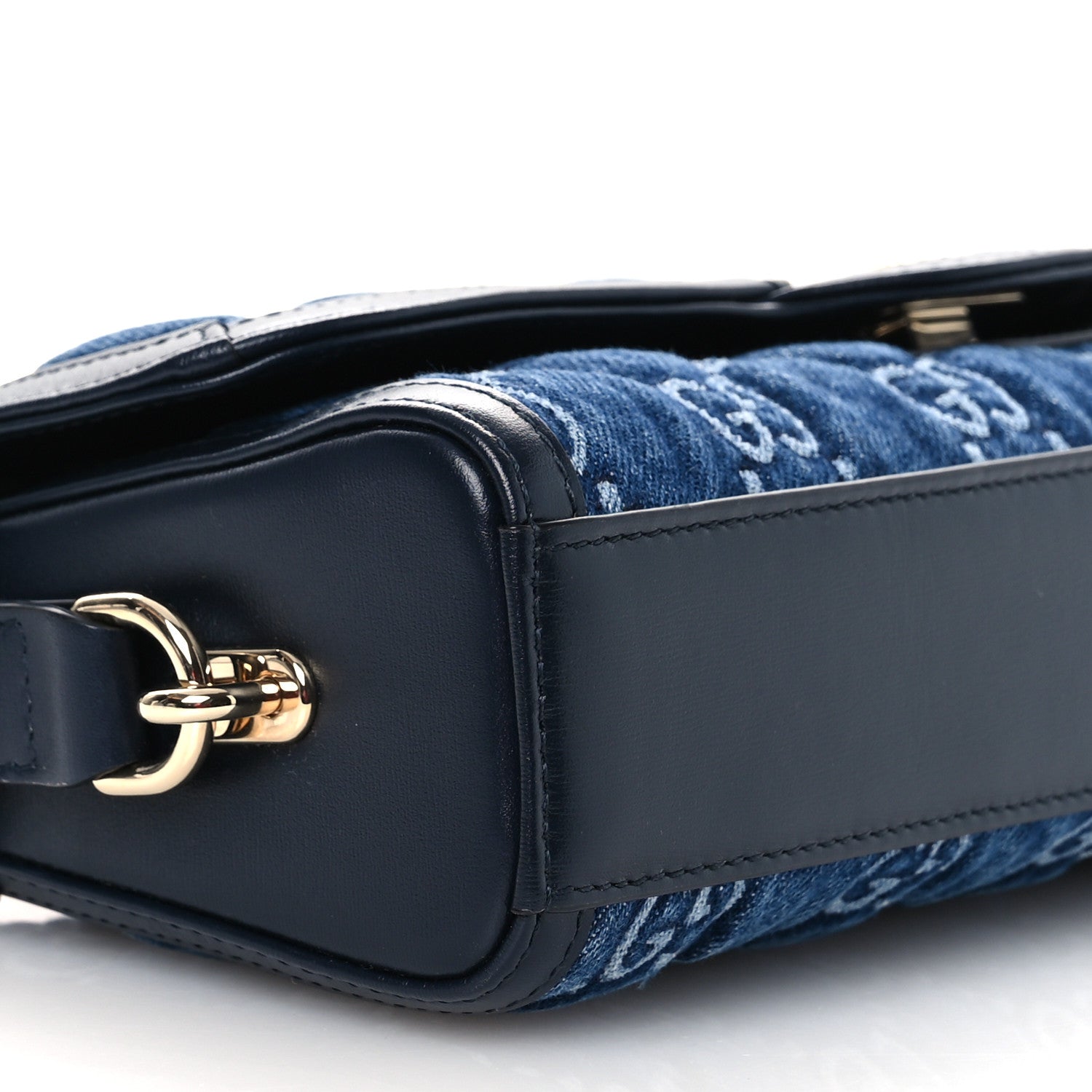 GG Monogram Denim Small Luce Shoulder Bag Blue