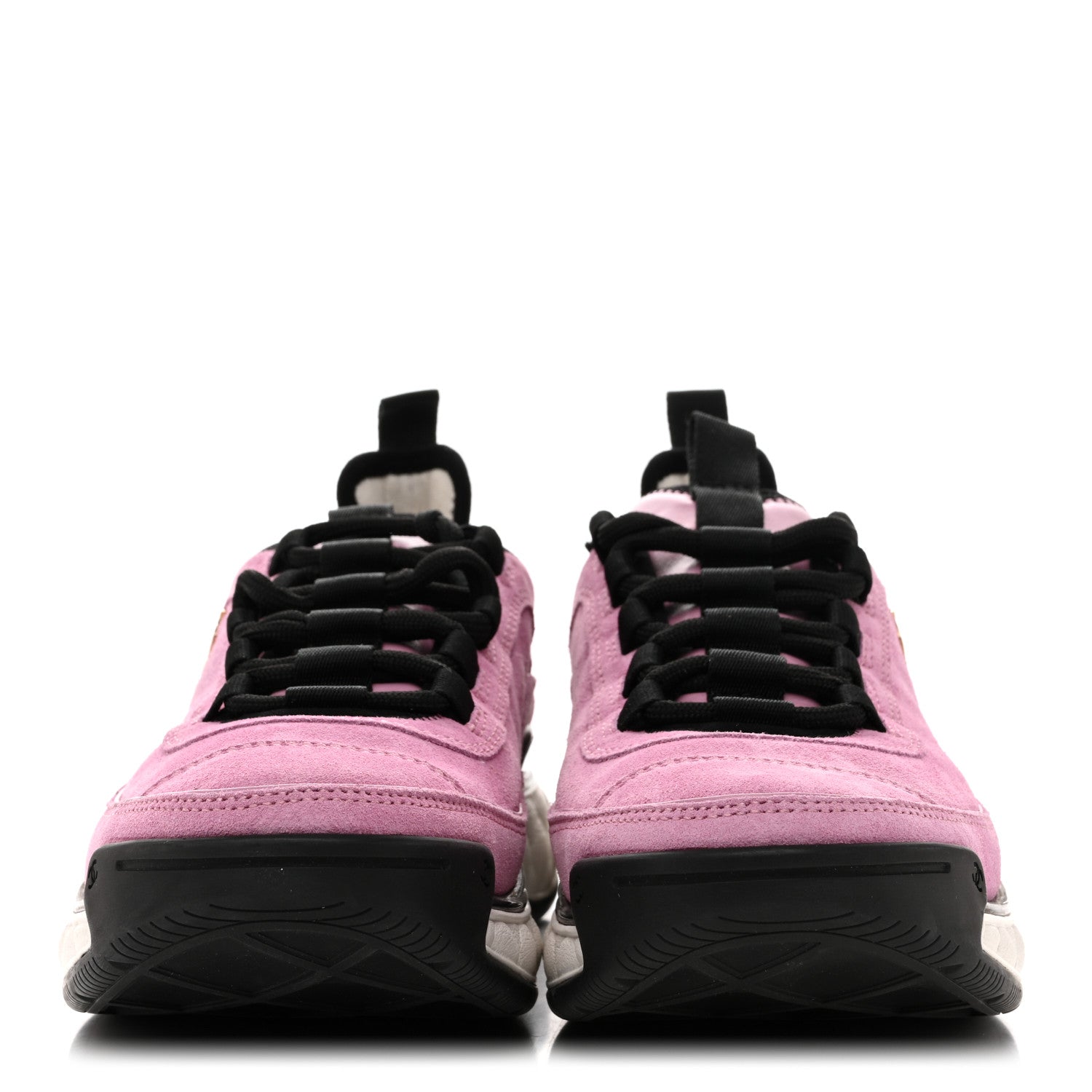 Suede Calfskin Nylon Grosgrain CC Sneakers 39 Dark Pink