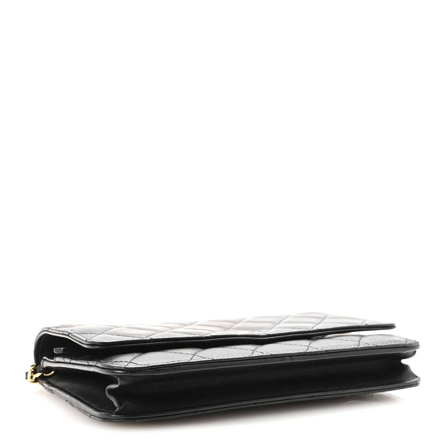 Lambskin Quilted Wallet On Chain WOC Black