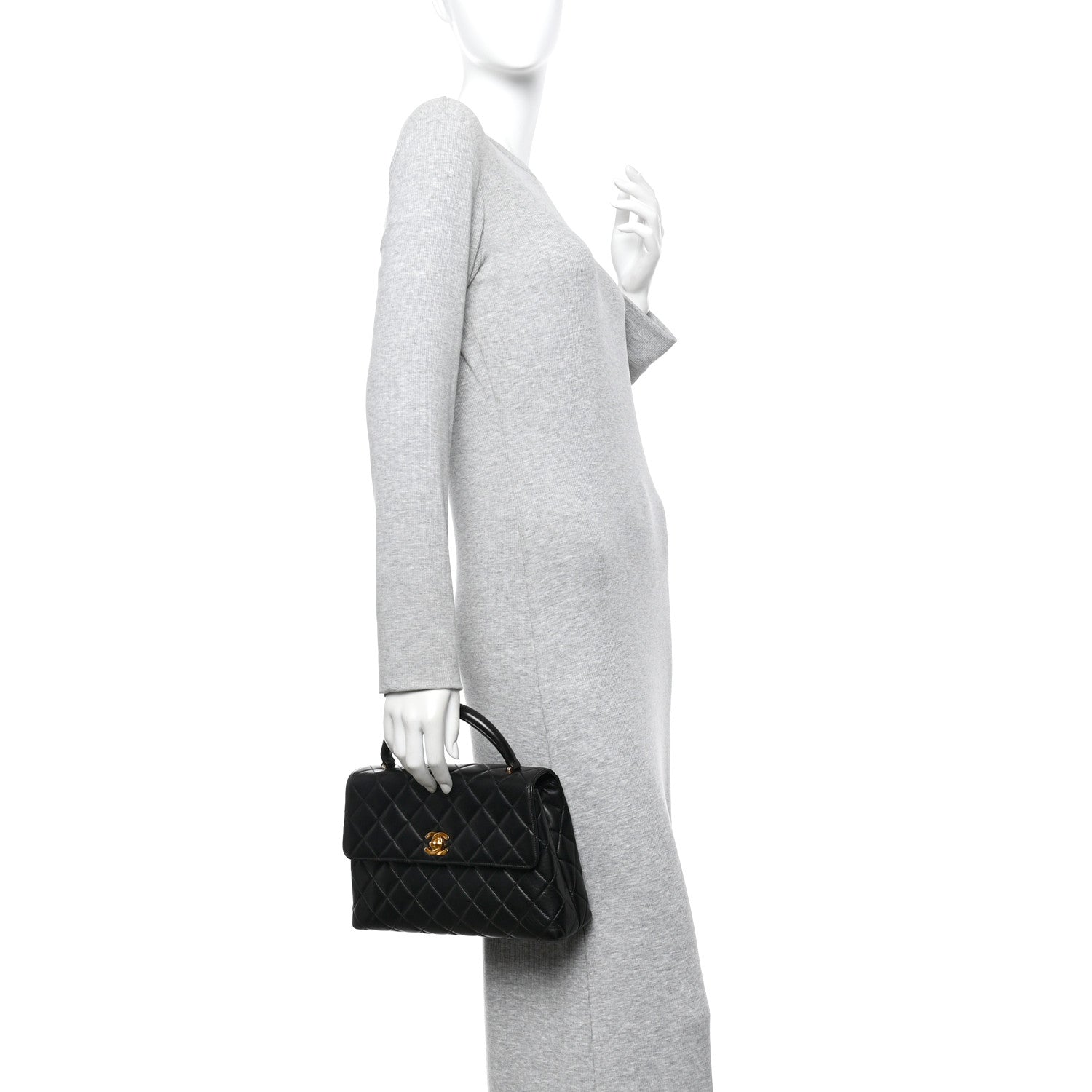 Lambskin Quilted Medium Kelly Flap Bag Black