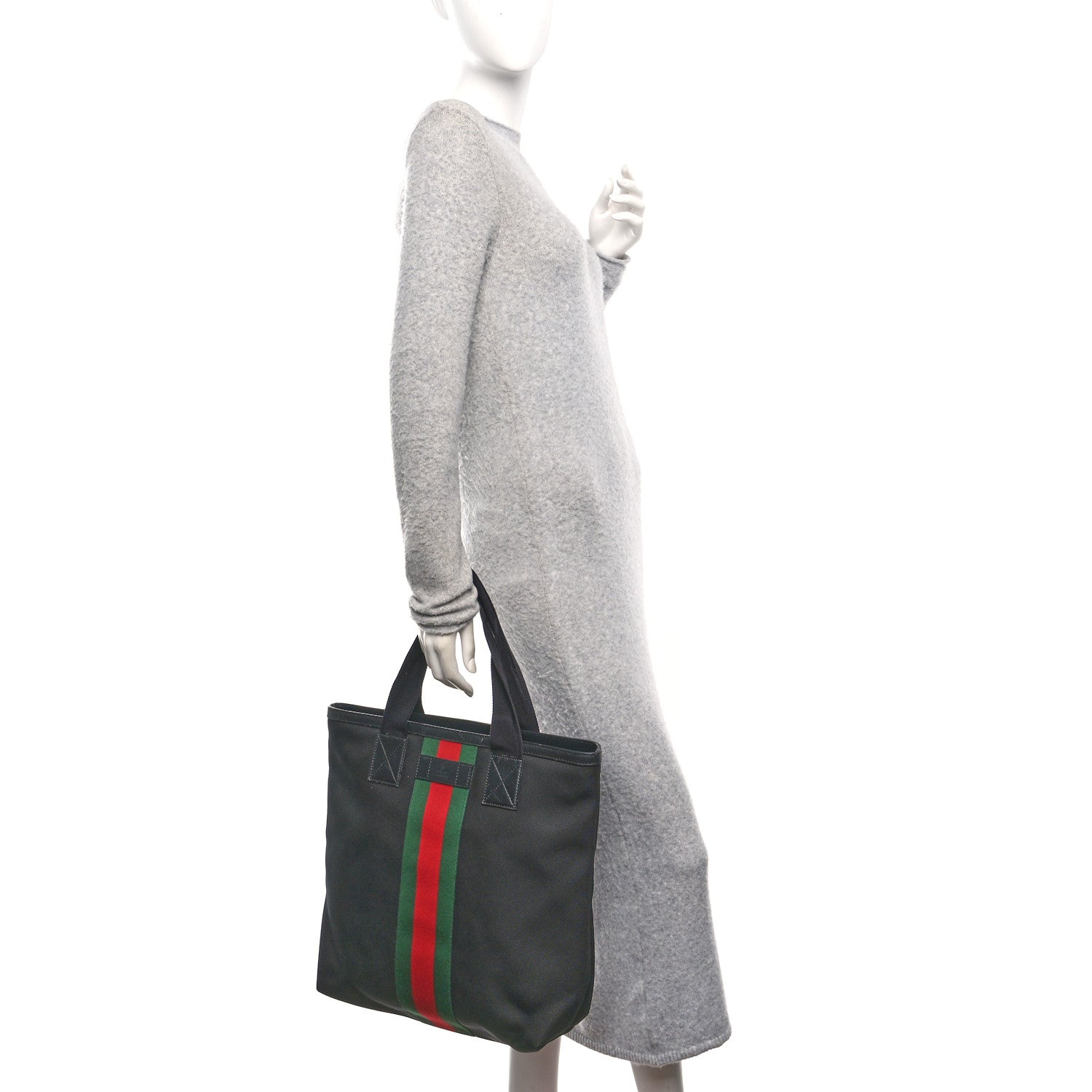 Techno Canvas Web Vertical Tote Black
