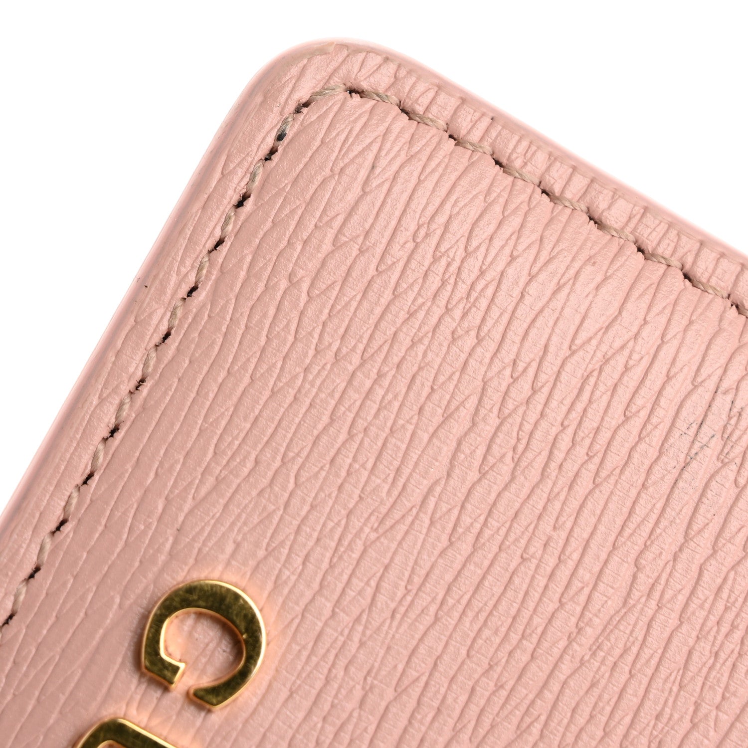 Calfskin Script Card Holder Light Pink