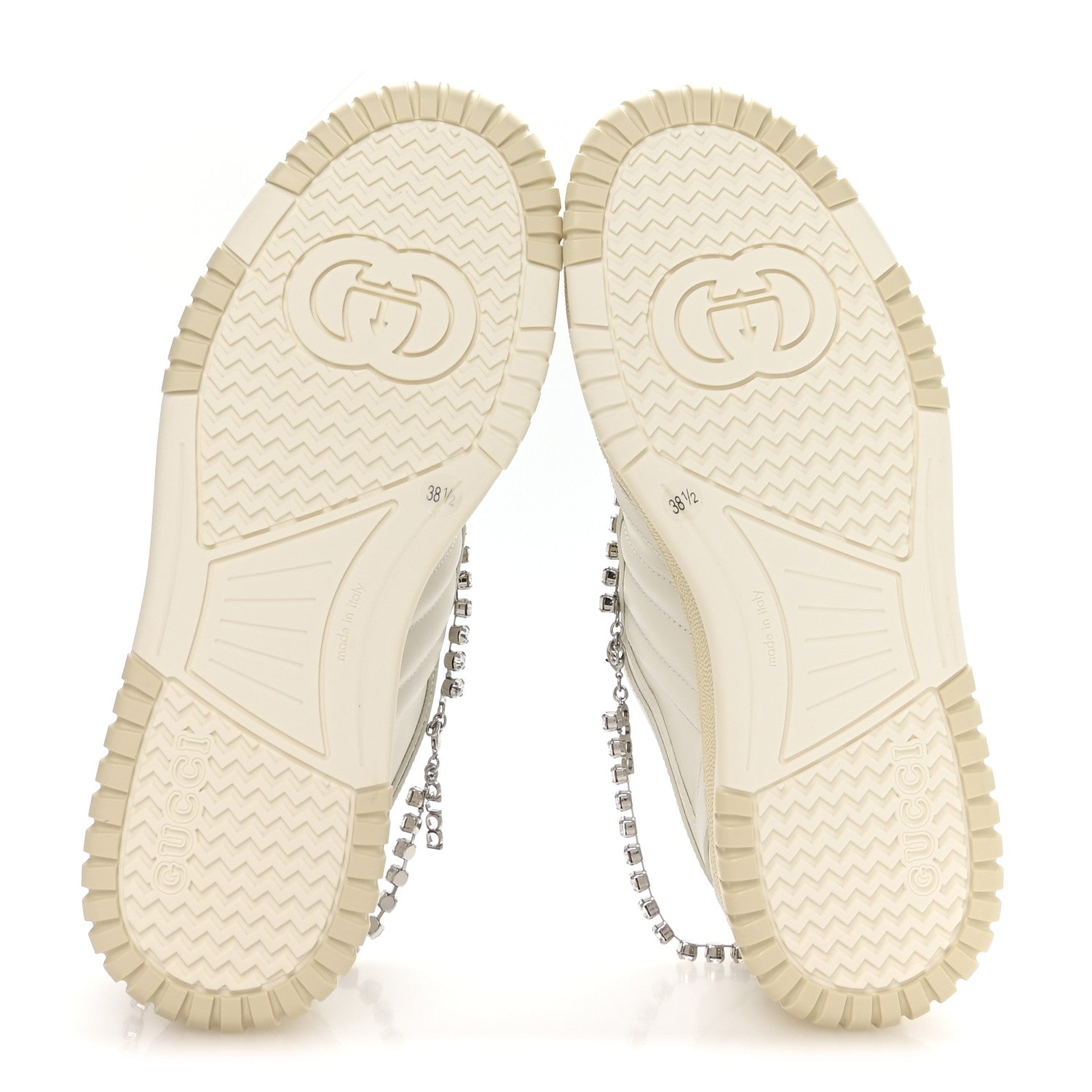 Calfskin Womens Re-Web Removable Crystal Sneakers 38.5 White
