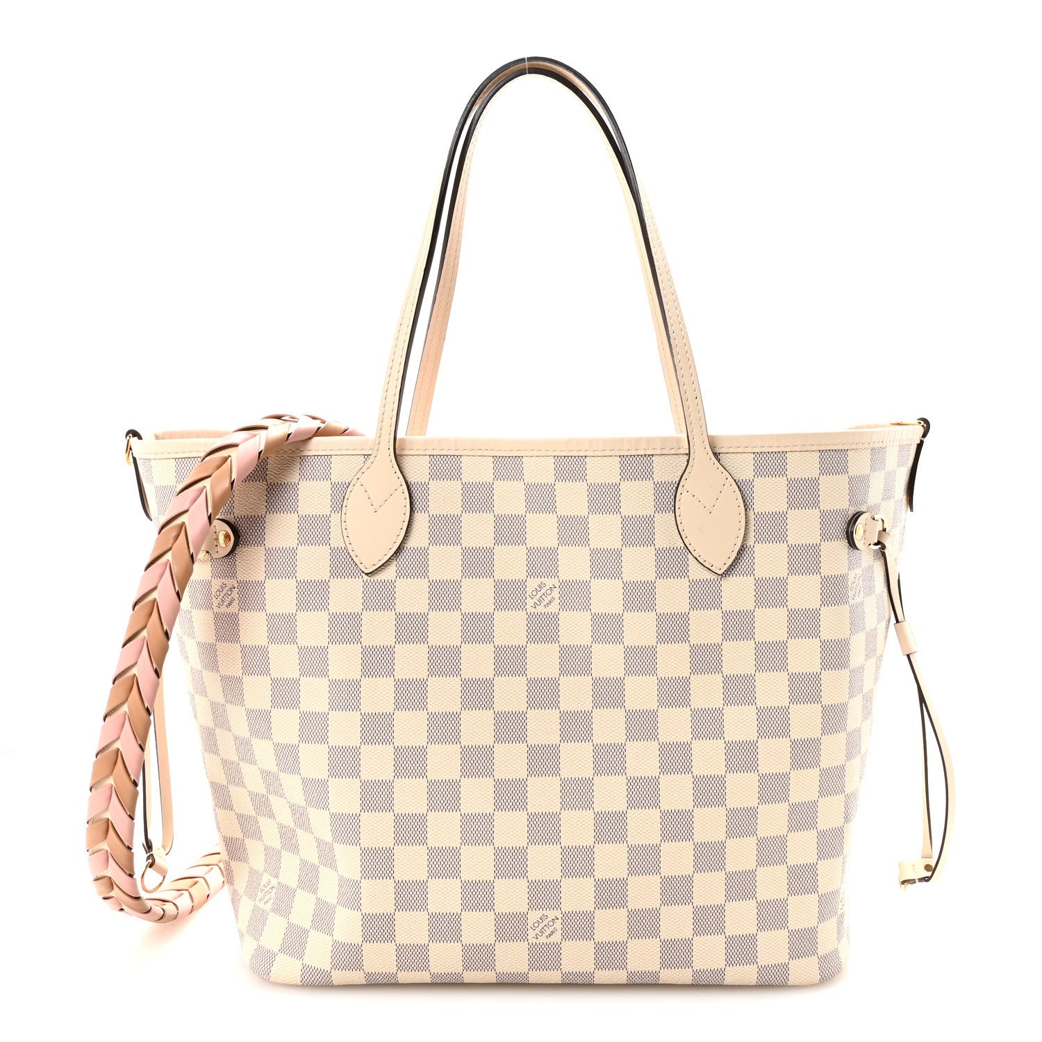 Damier Azur Braided Neverfull MM Pink