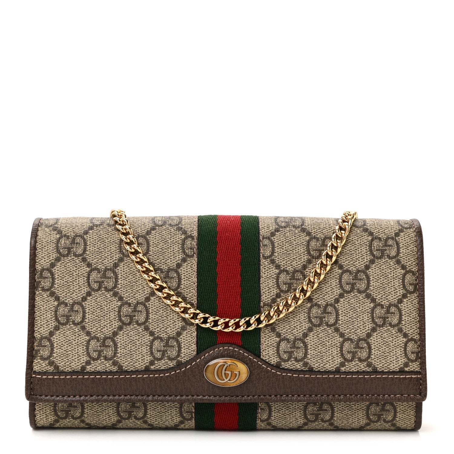 GG Supreme Monogram Web Ophidia Wallet On Chain Brown