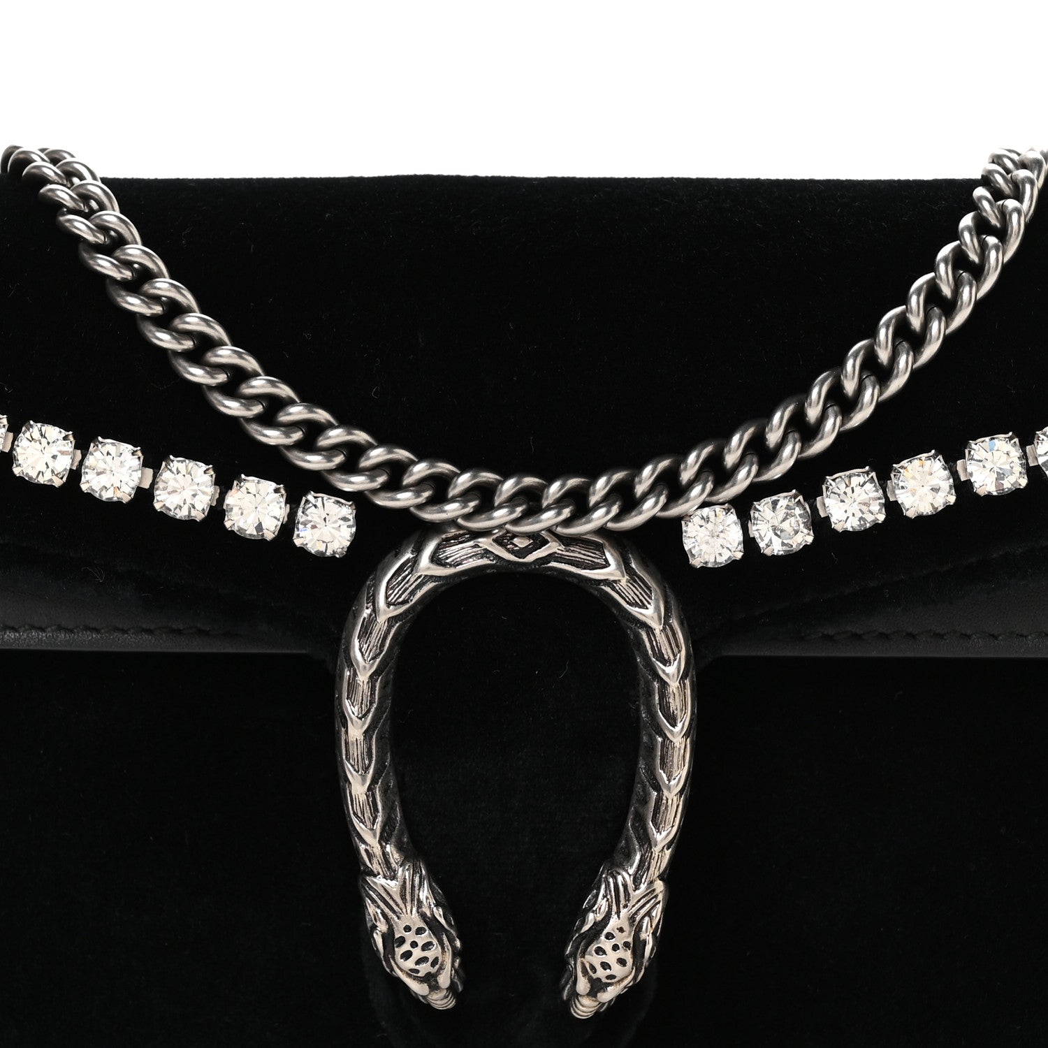 Velvet Crystal Super Mini Dionysus Shoulder Bag Black