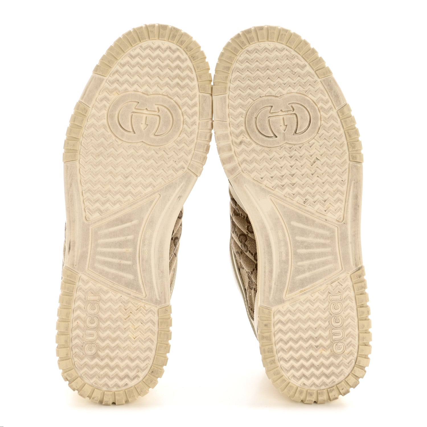 Calfskin GG Monogram Re-Web Womens Sneakers 39 White Beige Ebony