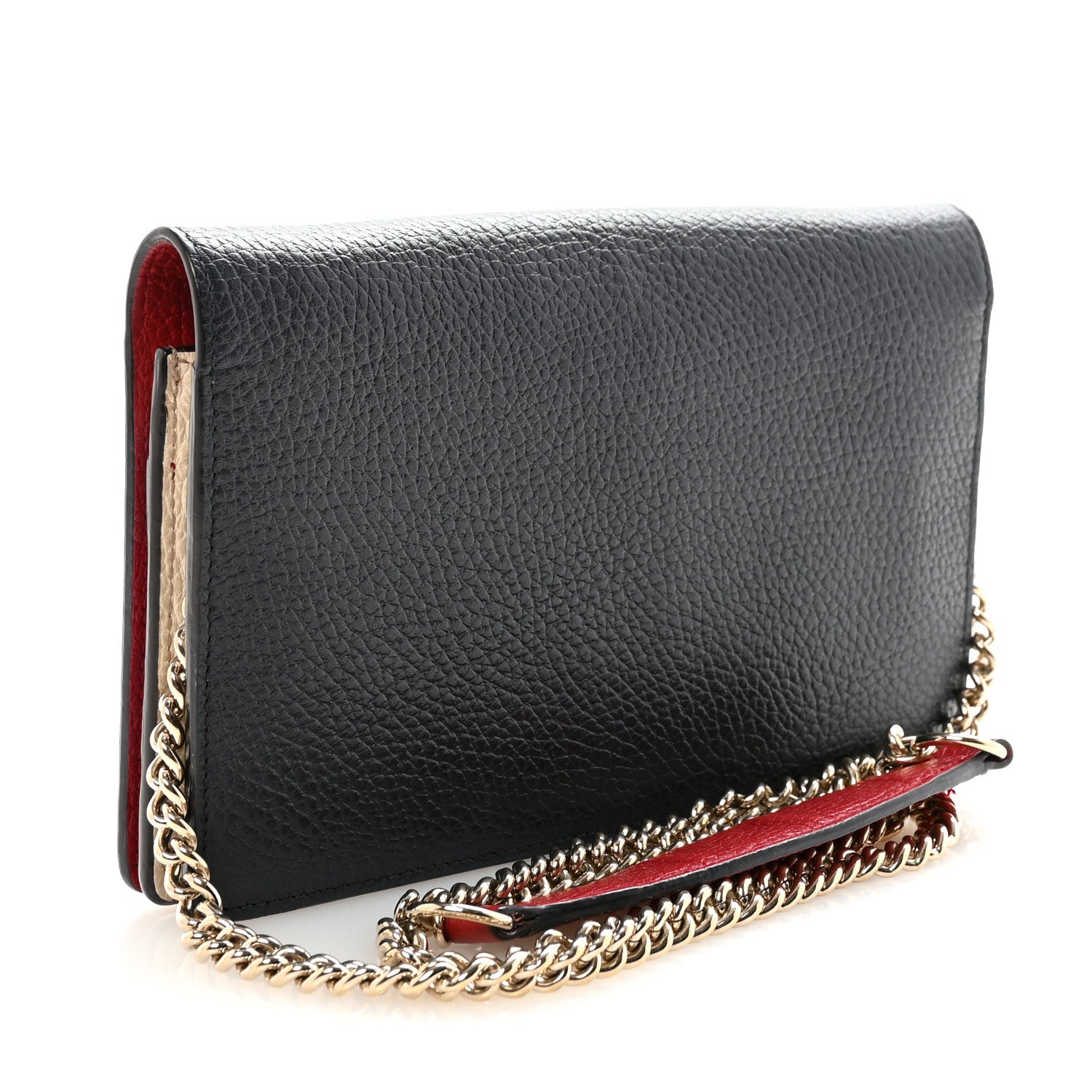 Dollar Calfskin Soho Wallet On Chain Blue Hibiscus Red Mystic White