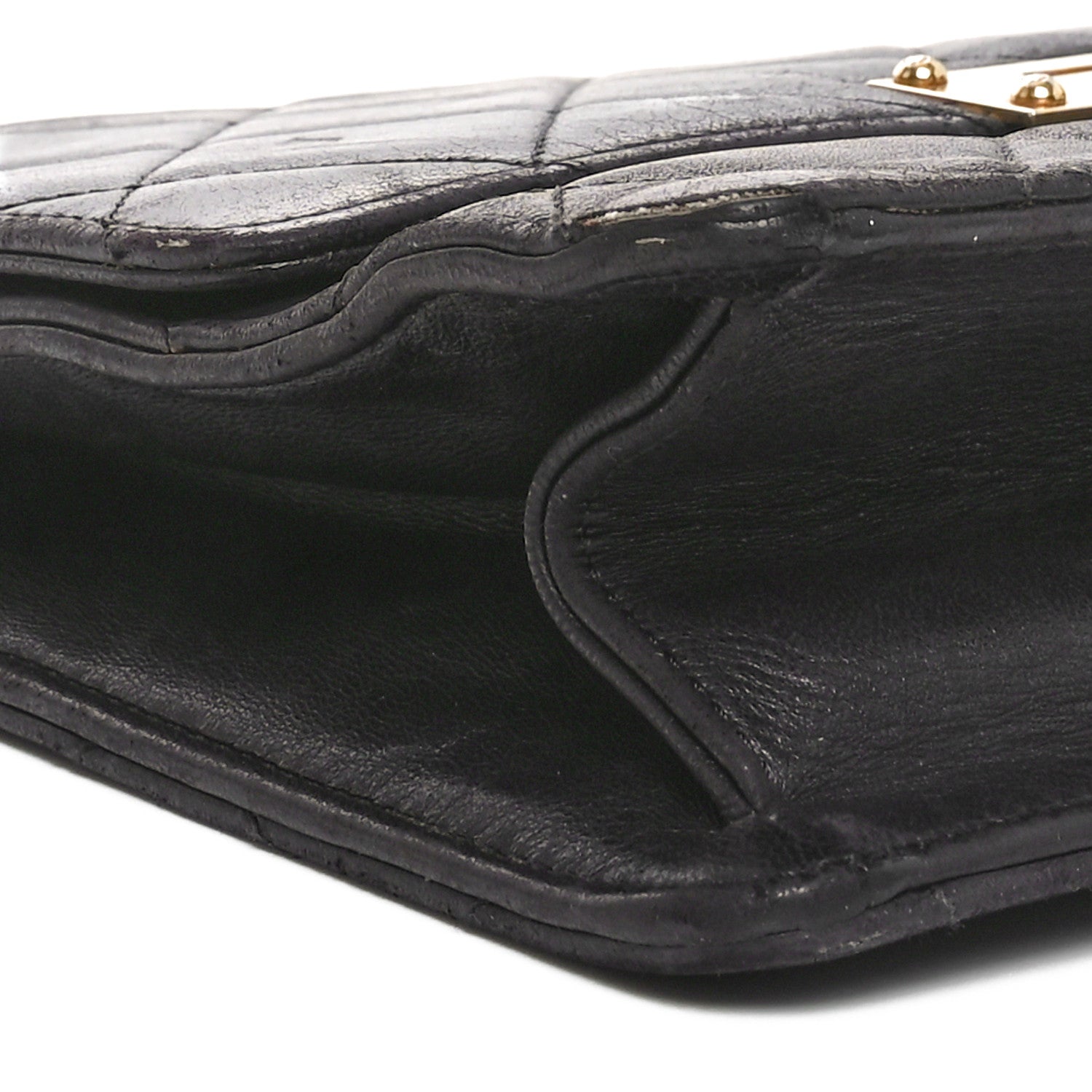 Lambskin Quilted Medium Golden Class Flap Black