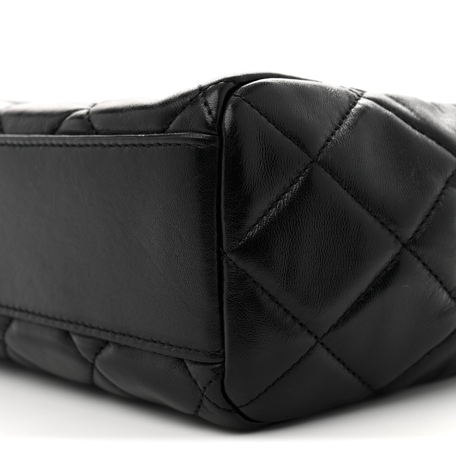 Shiny Calfskin Quilted Fancy Jewel Tote Bag Black