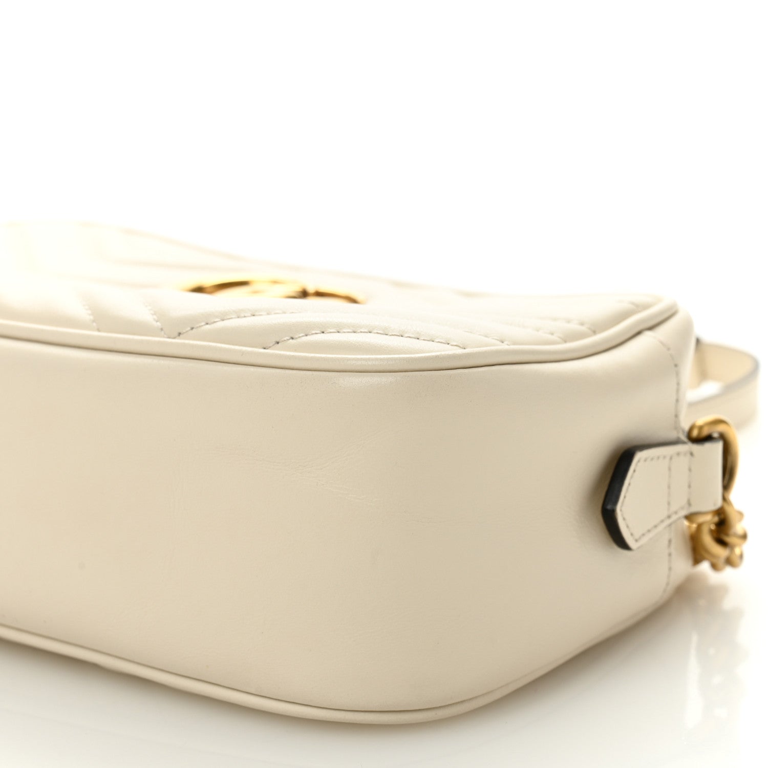 Calfskin Matelasse Small GG Marmont Chain Shoulder Bag White