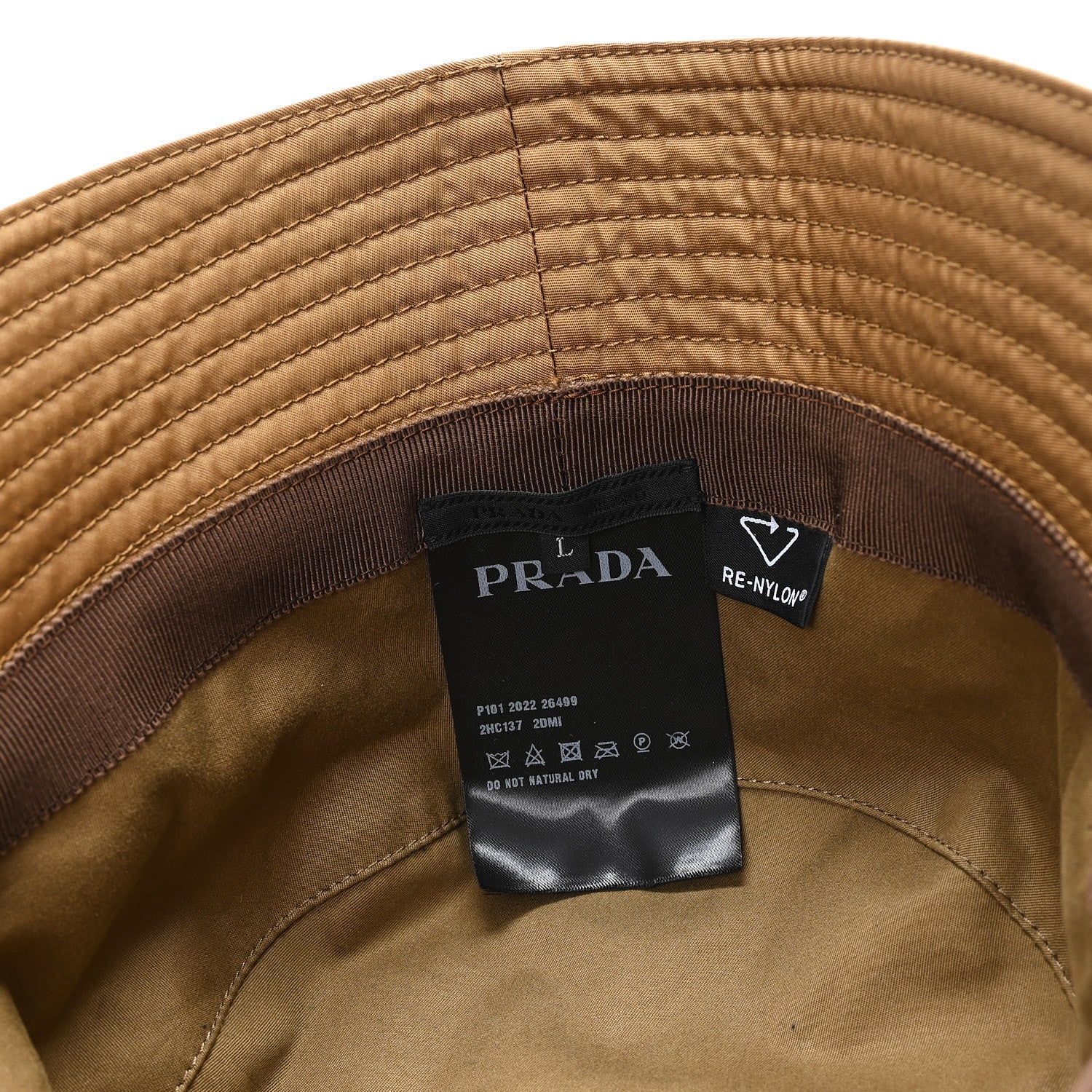 Re-Nylon Metal Triangle Logo Mens Bucket Hat L Tabacco