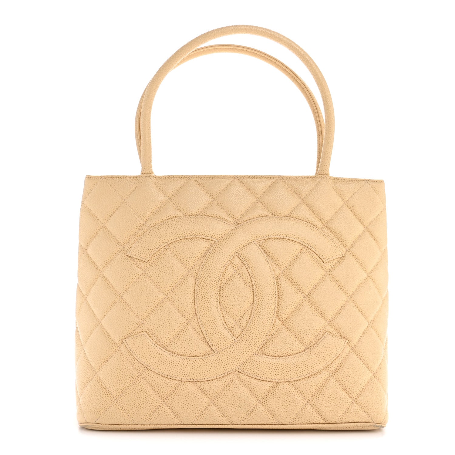 Caviar Quilted Medallion Tote Beige