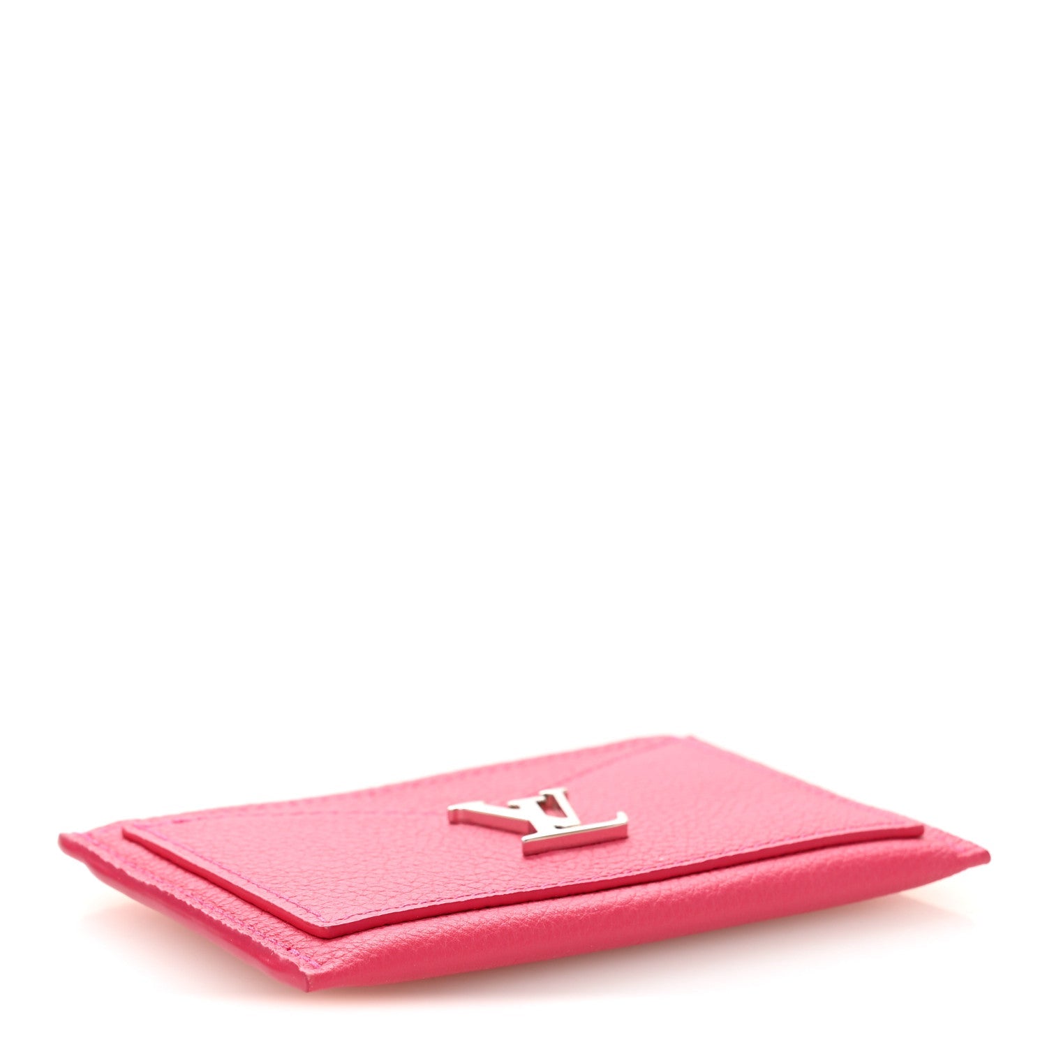 Calfskin Lockme Card Holder Hot Pink