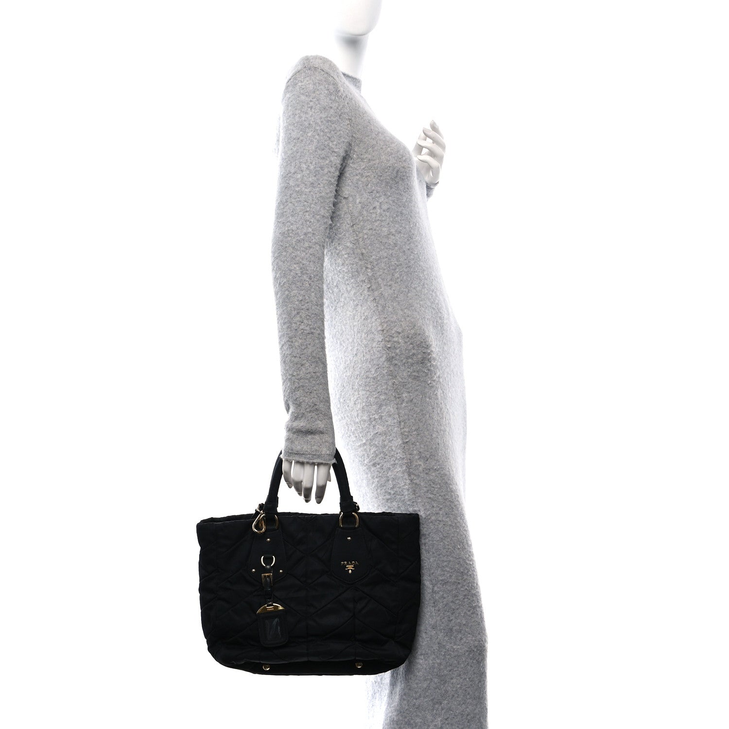 Tessuto Nylon Chevron Quilted Tote Black
