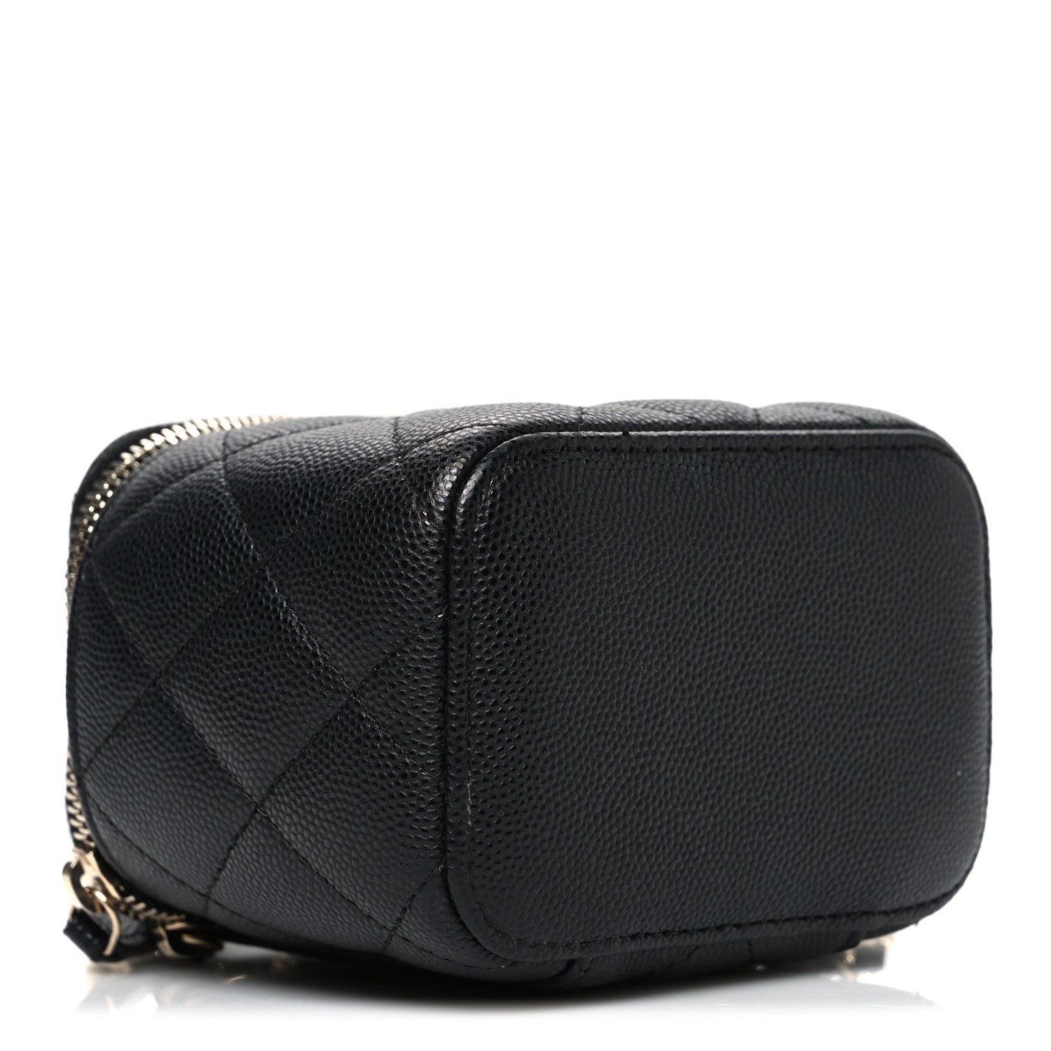 Caviar Quilted Mini Vanity Case With Chain Black
