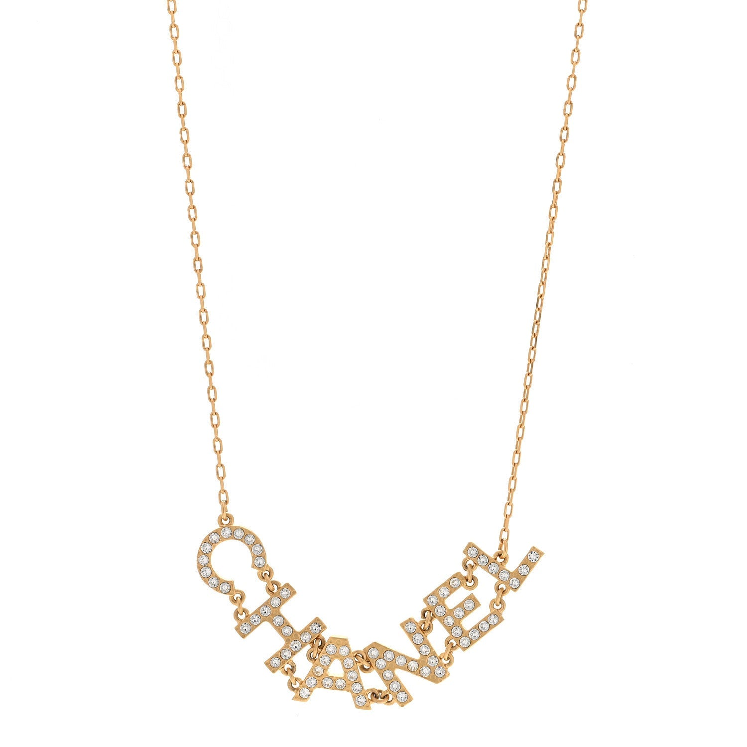 Metal Crystal 90's Icon Logo Necklace Gold