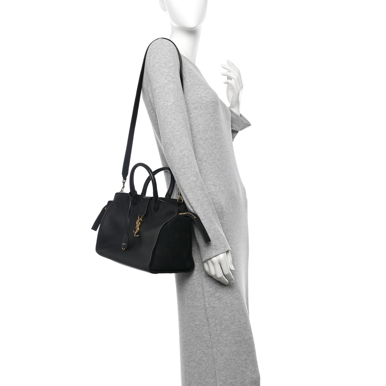 Calfskin Suede Small Monogram Downtown Cabas Black