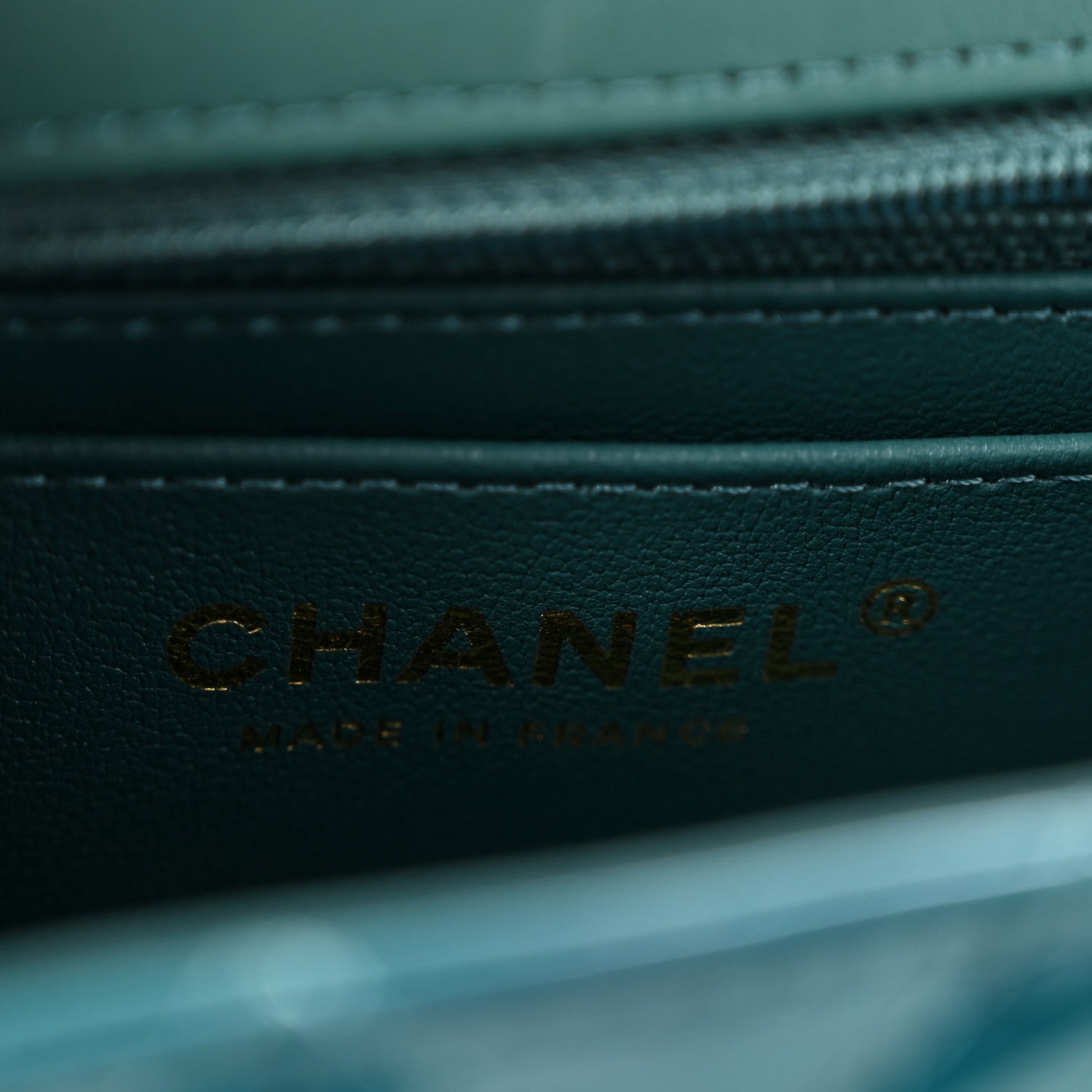 Shaded Patent Calfskin Quilted Mini Rectangular Flap Green Blue