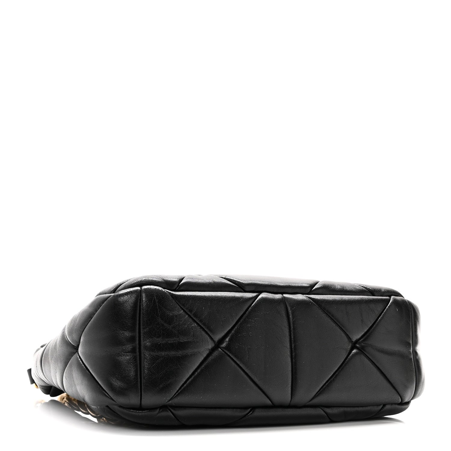Nappa Re-Nylon Triangle Quilted Patchwork System Shoulder Bag Black