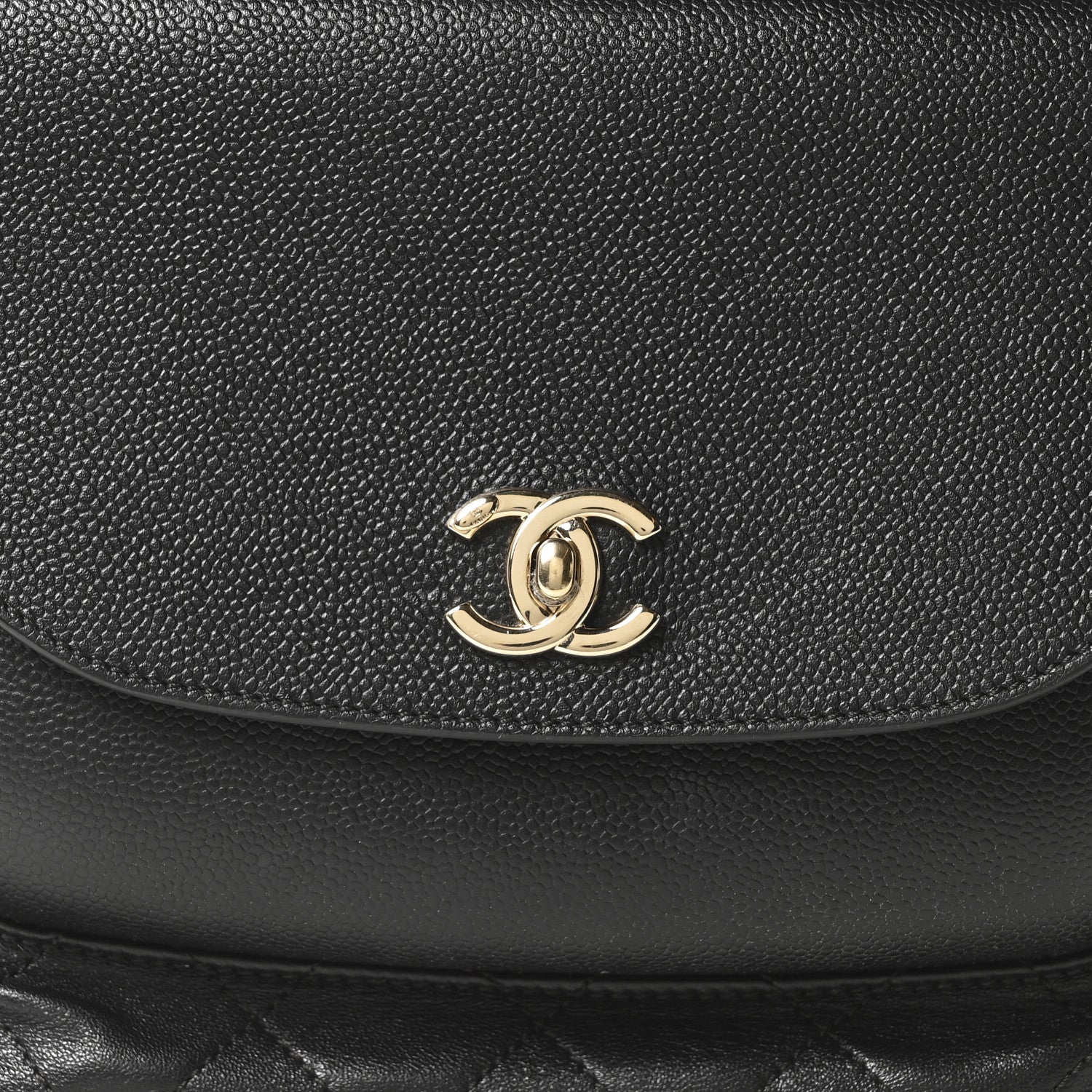 Sheepskin Caviar Quilted Medium Shopping Tote Black