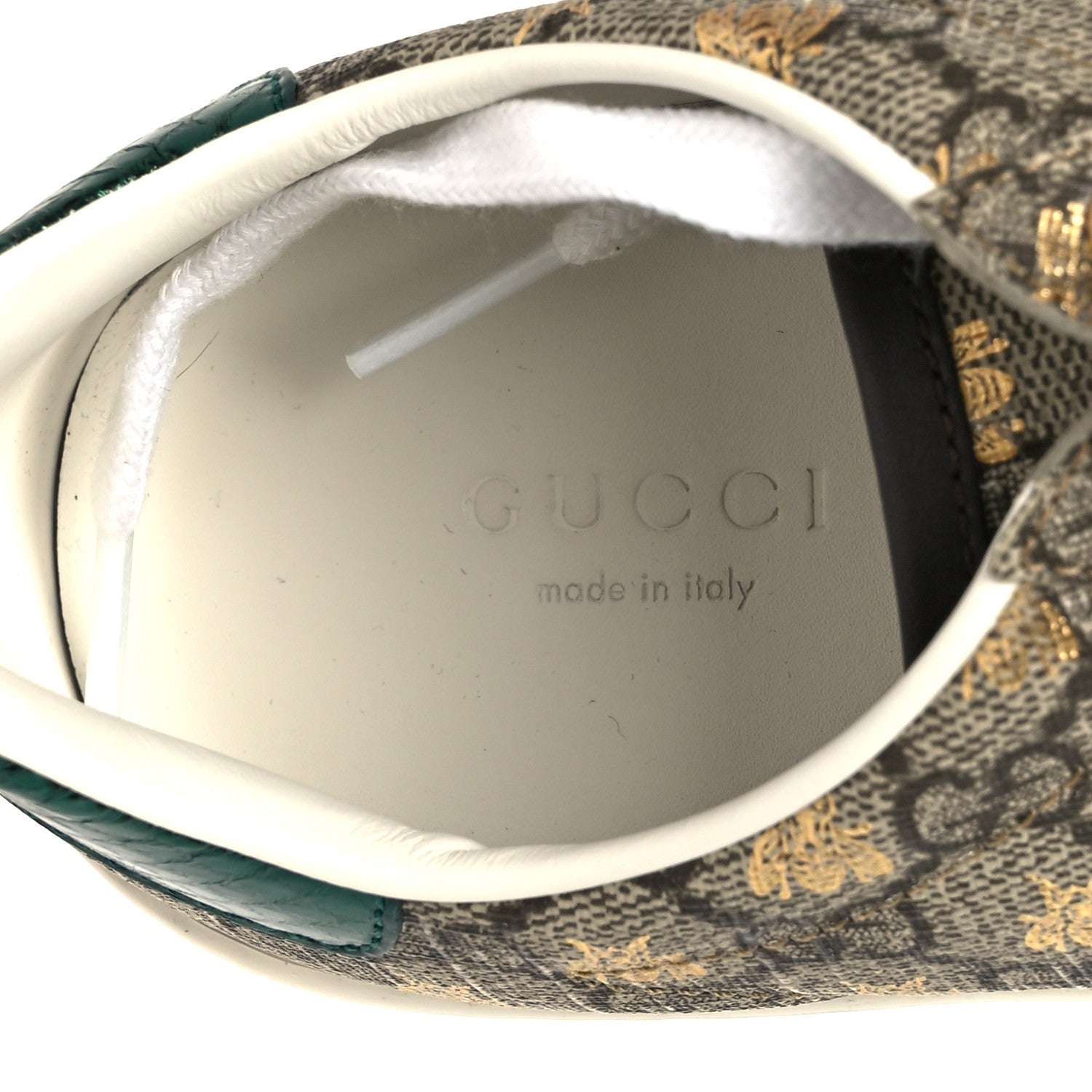 GG Supreme Monogram Bees Ayers Web Womens Ace Sneakers 37 Beige Oro Green Red