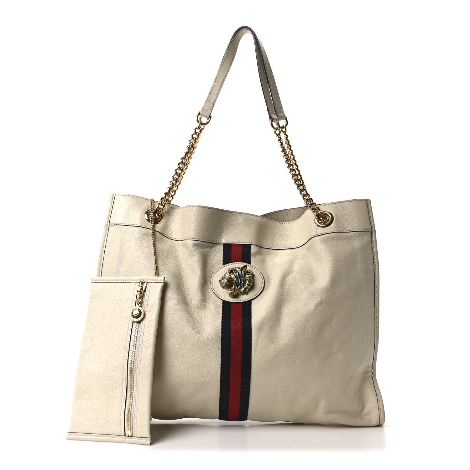 Calfskin Large Rajah Chain Tote White