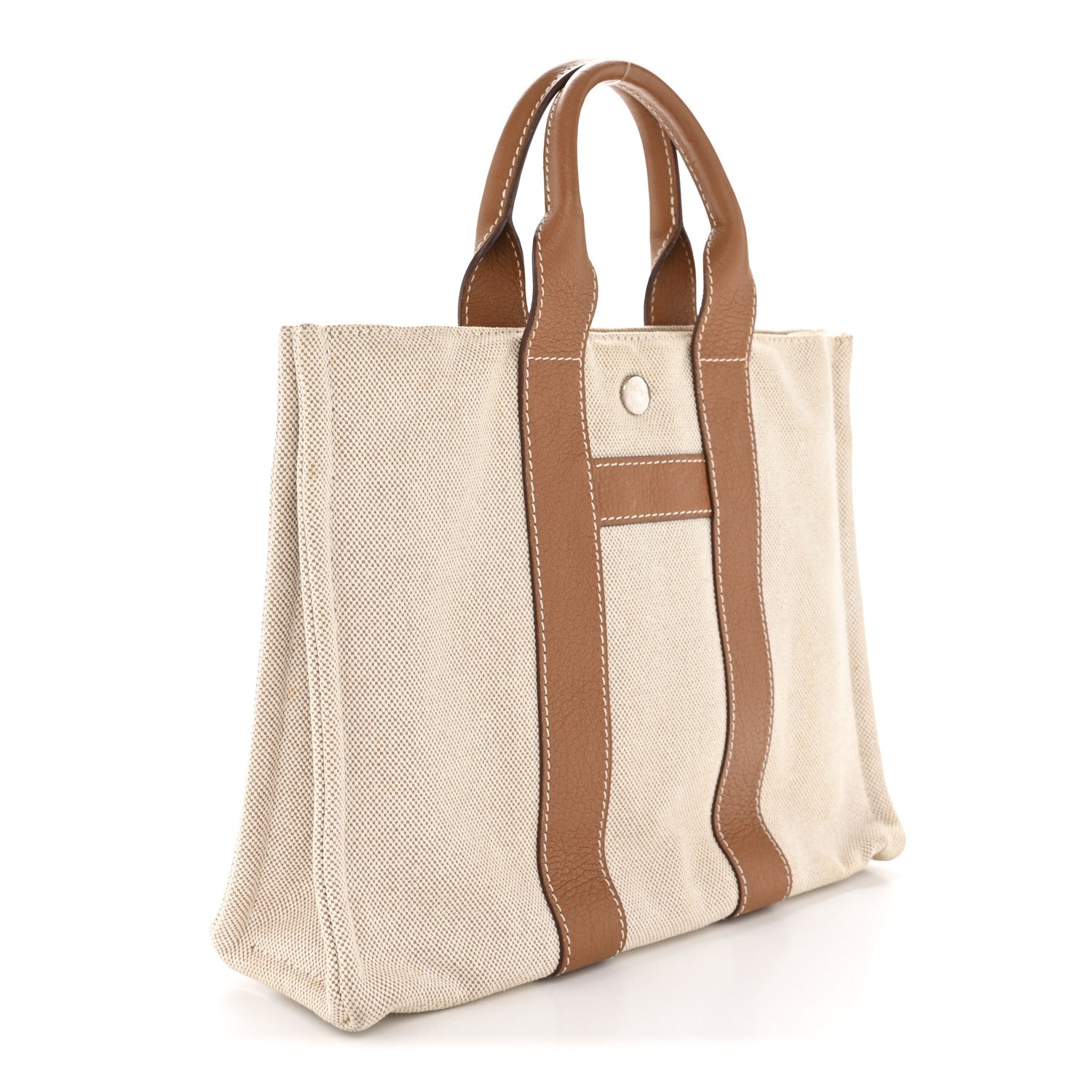 Toile Taurillon Clemence Sac Harnais Tote PM Beige Gold