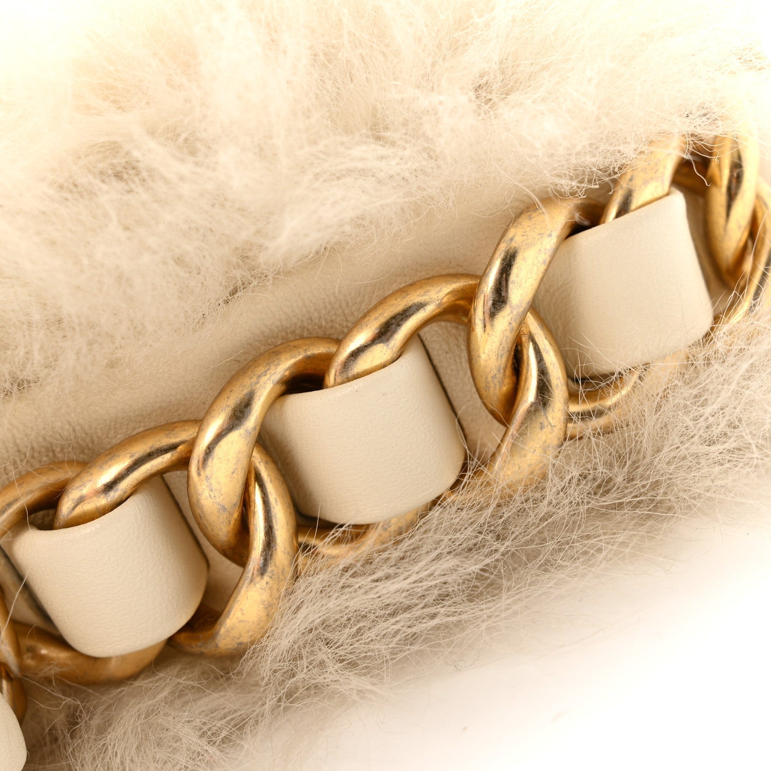 Fantasy Fur CC Mini Flap Bag White