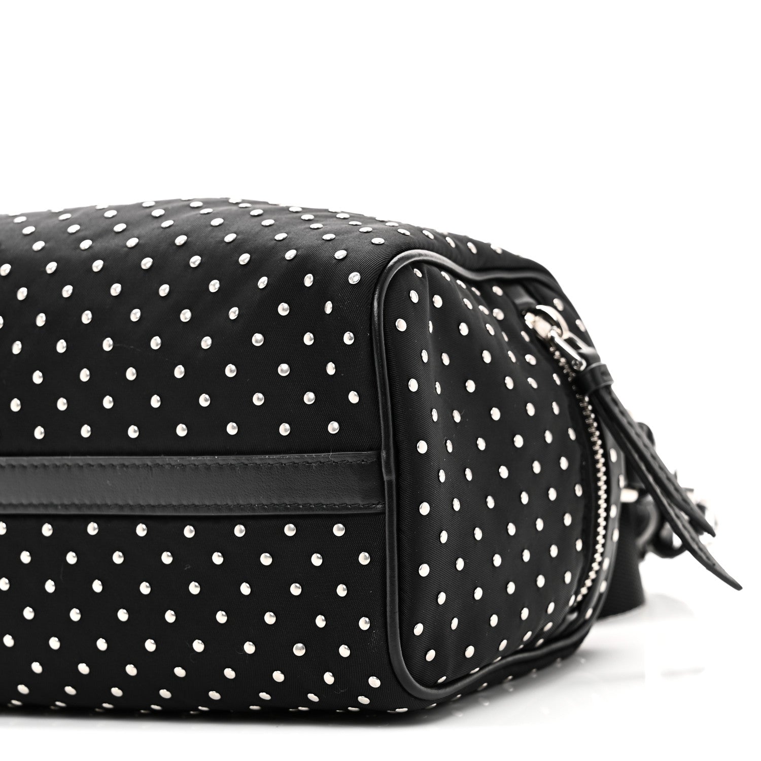 Re-Nylon Studded Shoulder Bag Black