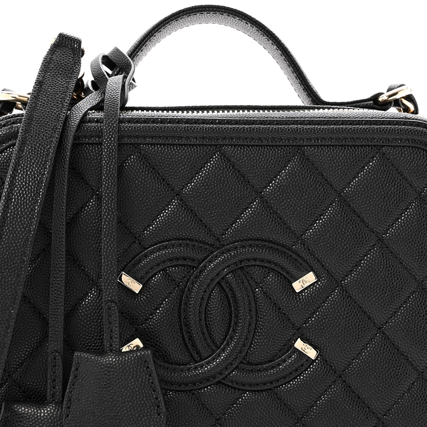 Caviar Quilted Medium CC Filigree Vanity Case Black