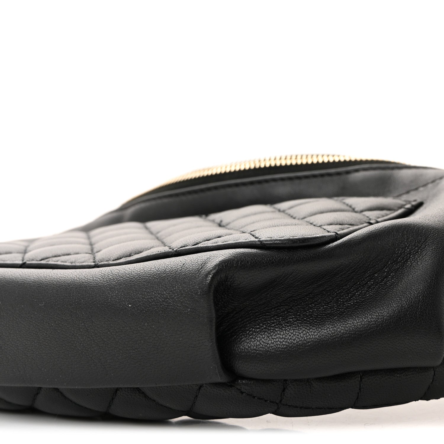 Lambskin Quilted Waist Bag Fanny Pack Black