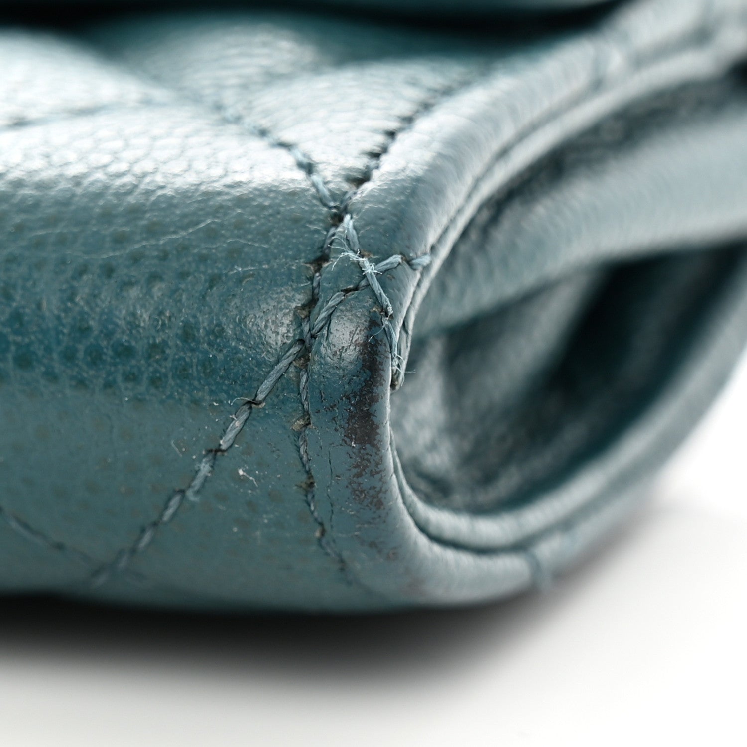 Caviar Quilted Flap Card Holder Turquoise