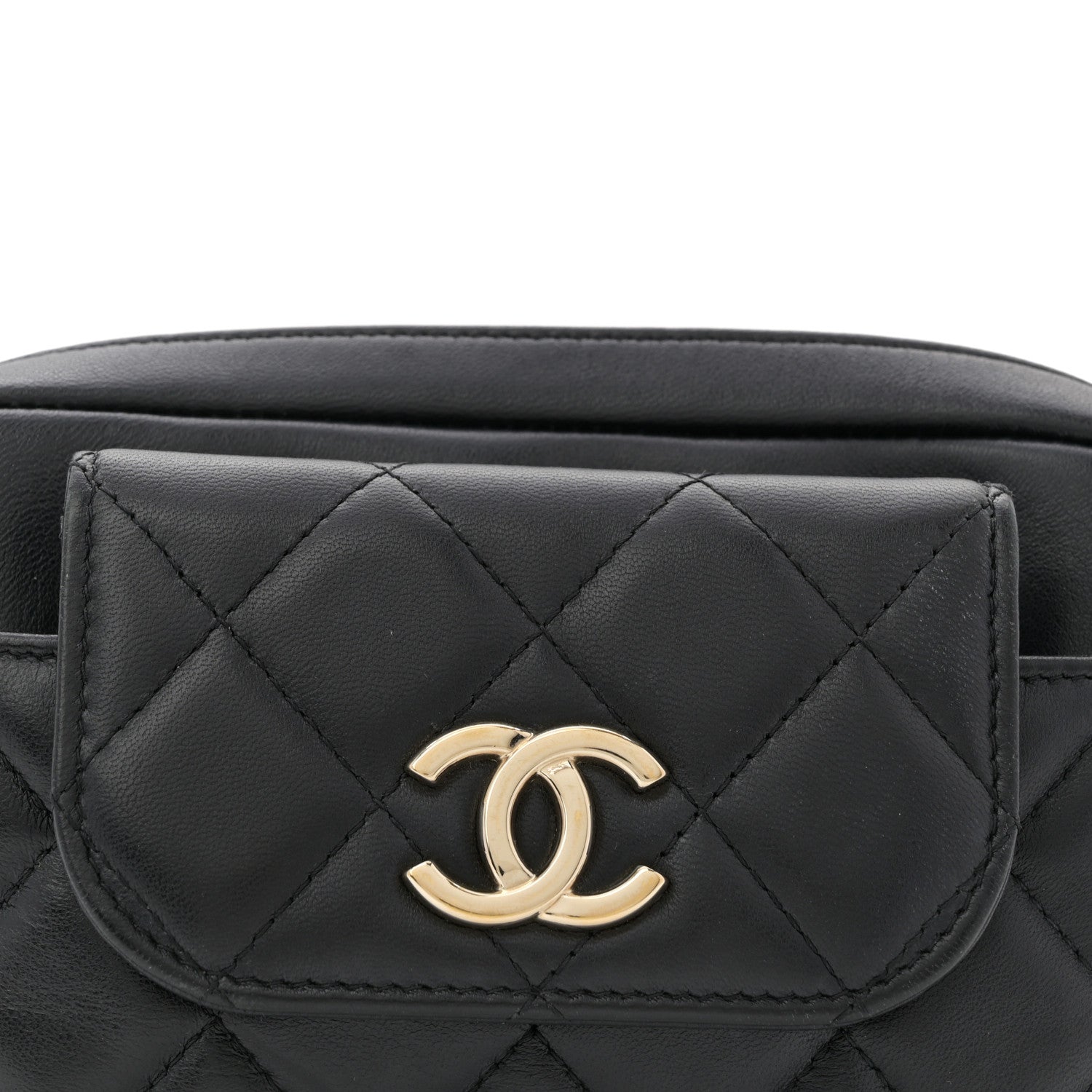 Lambskin Quilted Waist Bag Black